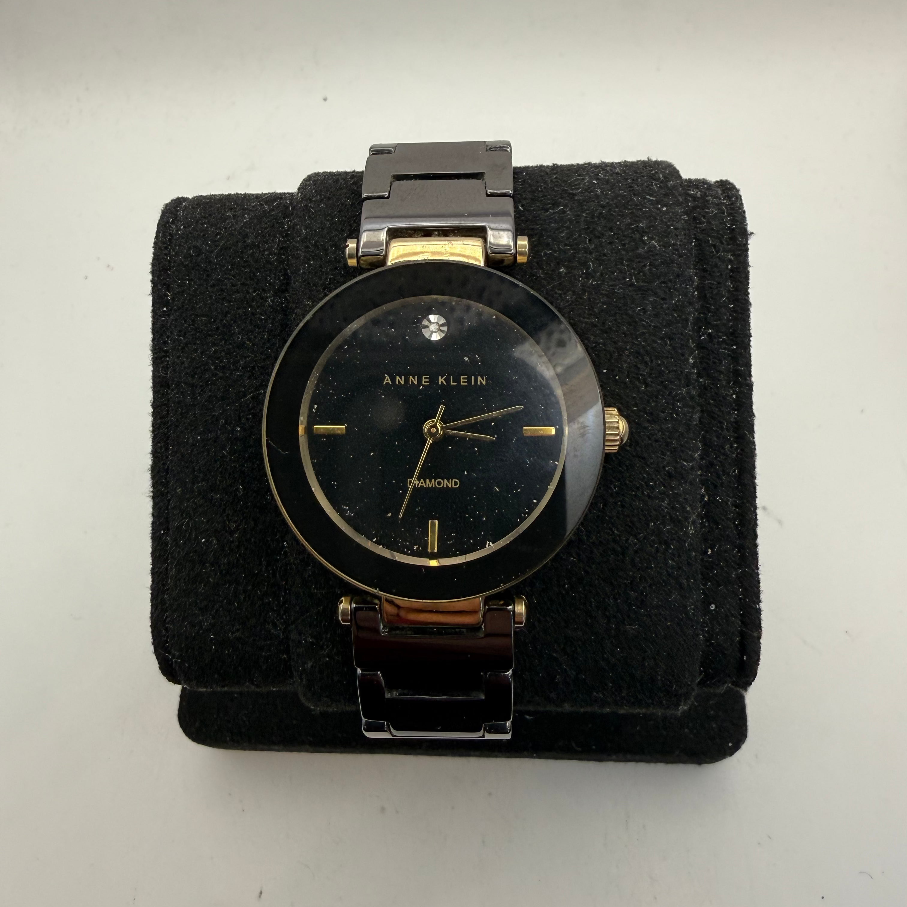 Anne Klein Diamond Ladies Two-Tone Bracelet Watch Black Dial 36mm (Fully Tested and Working)- £25.00