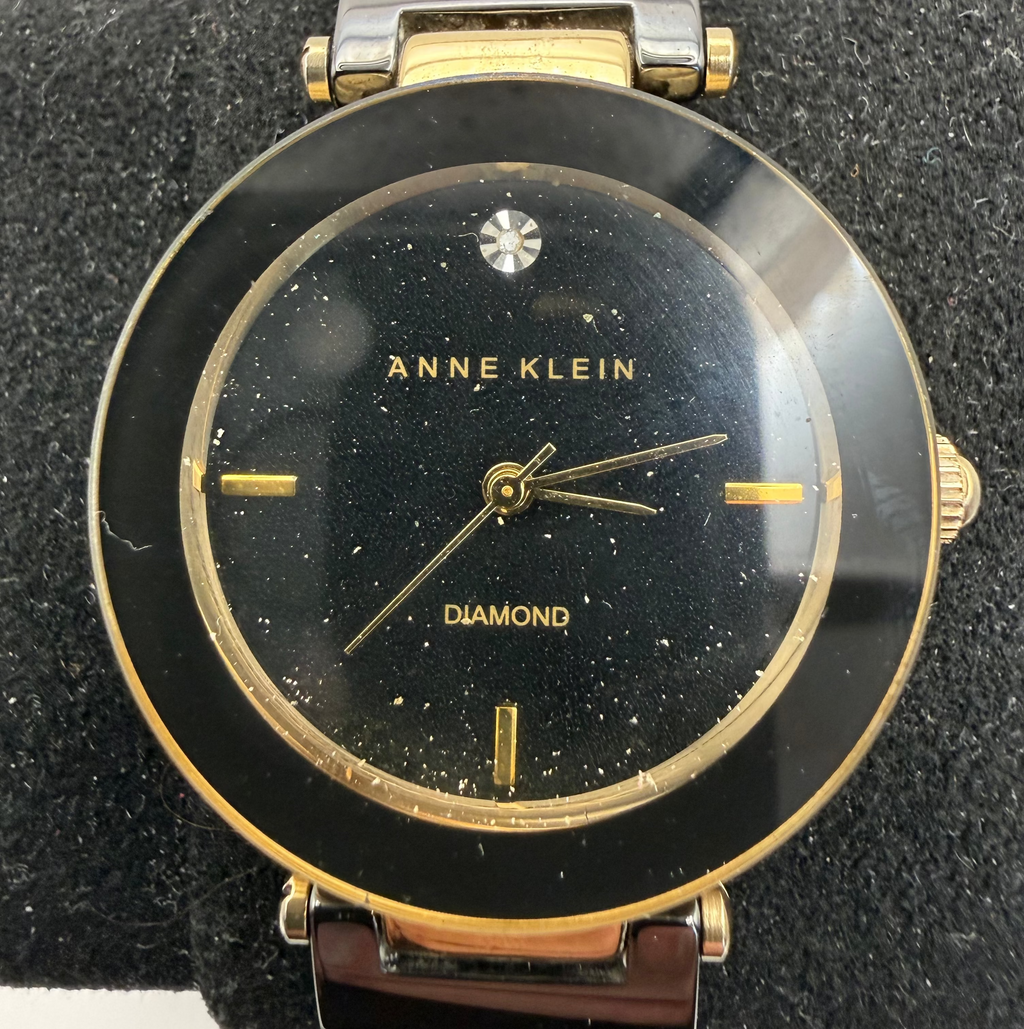Anne Klein Diamond Ladies Two-Tone Bracelet Watch Black Dial 36mm (Fully Tested and Working)- £25.00
