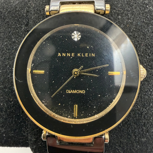 Anne Klein Diamond Ladies Two-Tone Bracelet Watch Black Dial 36mm (Fully Tested and Working)- £25.00