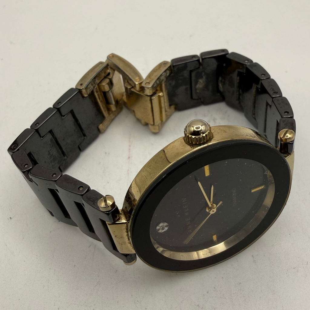 Anne Klein Diamond Ladies Two-Tone Bracelet Watch Black Dial 36mm (Fully Tested and Working)- £25.00