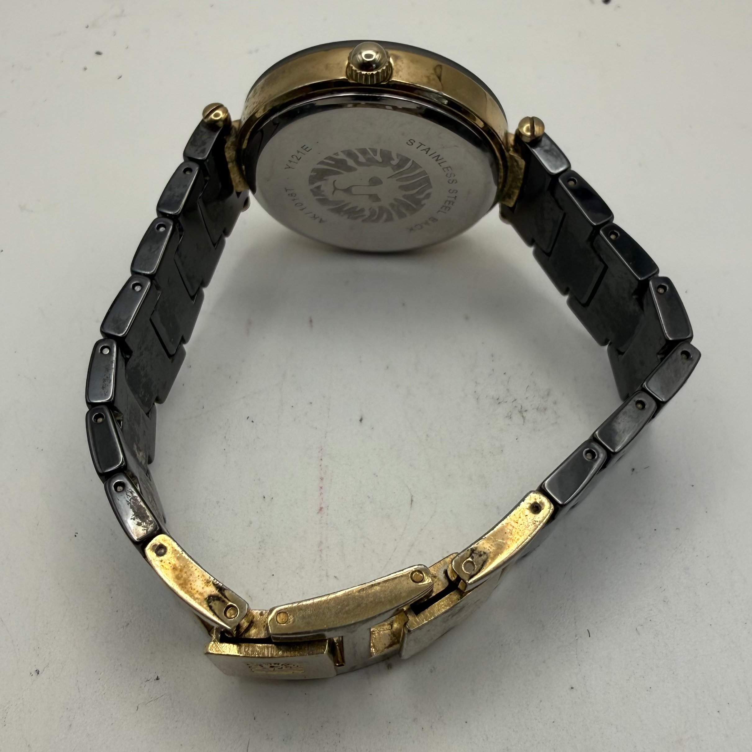 Anne Klein Diamond Ladies Two-Tone Bracelet Watch Black Dial 36mm (Fully Tested and Working)- £25.00