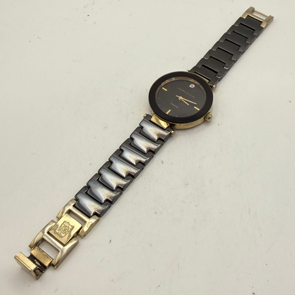 Anne Klein Diamond Ladies Two-Tone Bracelet Watch Black Dial 36mm (Fully Tested and Working)- £25.00