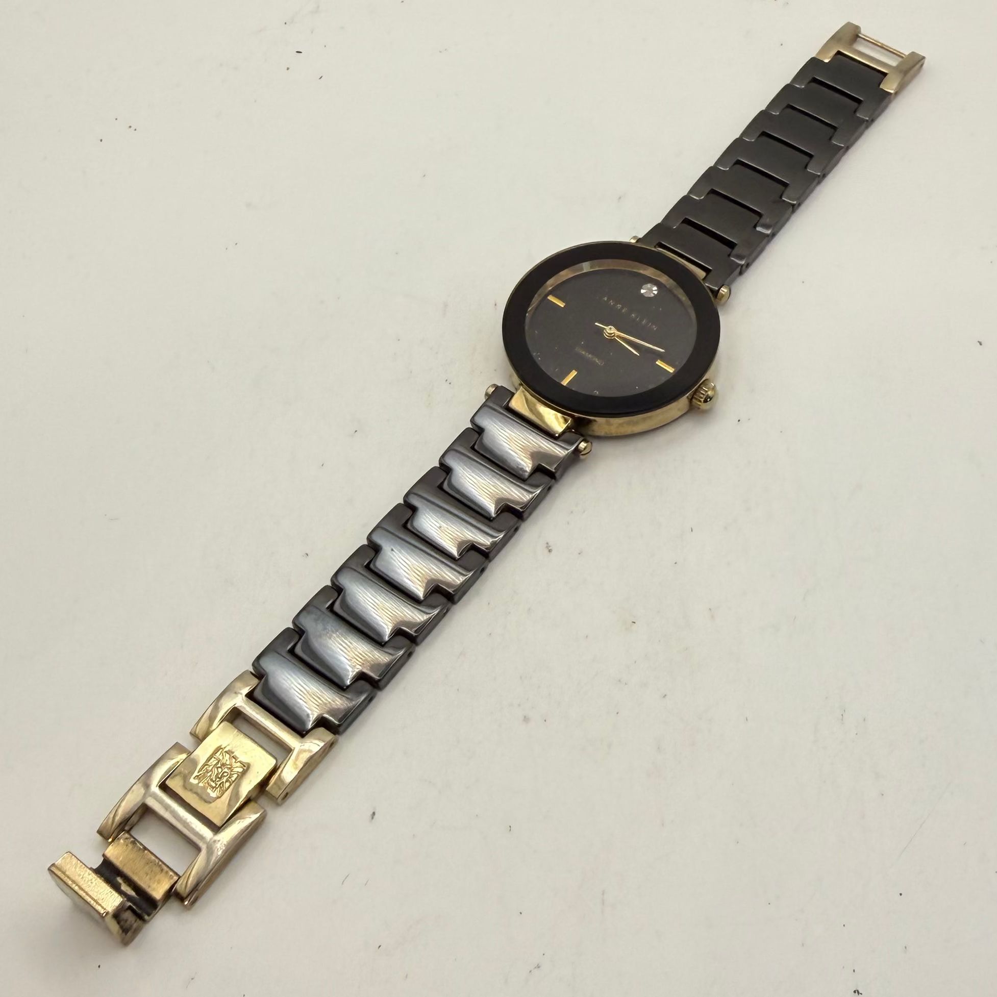 Anne Klein Diamond Ladies Two-Tone Bracelet Watch Black Dial 36mm (Fully Tested and Working)- £25.00