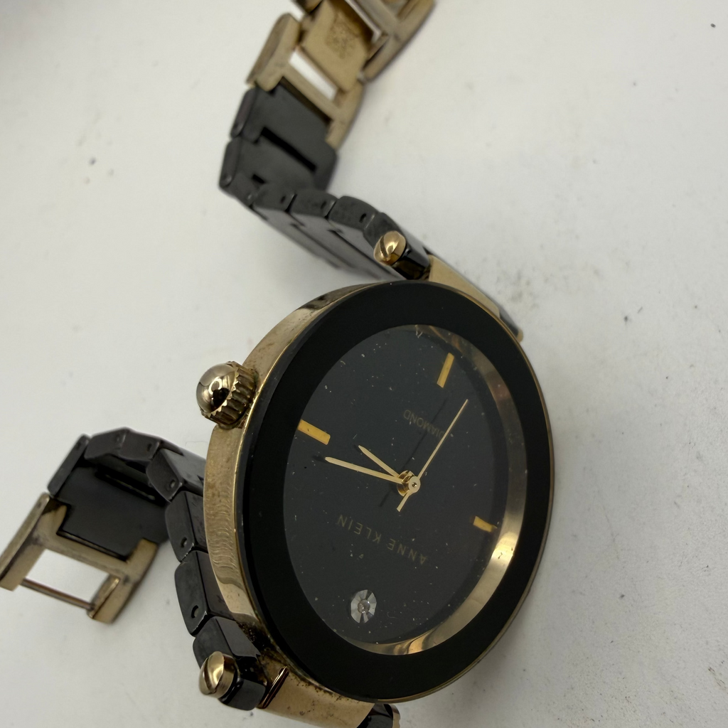 Anne Klein Diamond Ladies Two-Tone Bracelet Watch Black Dial 36mm (Fully Tested and Working)- £25.00