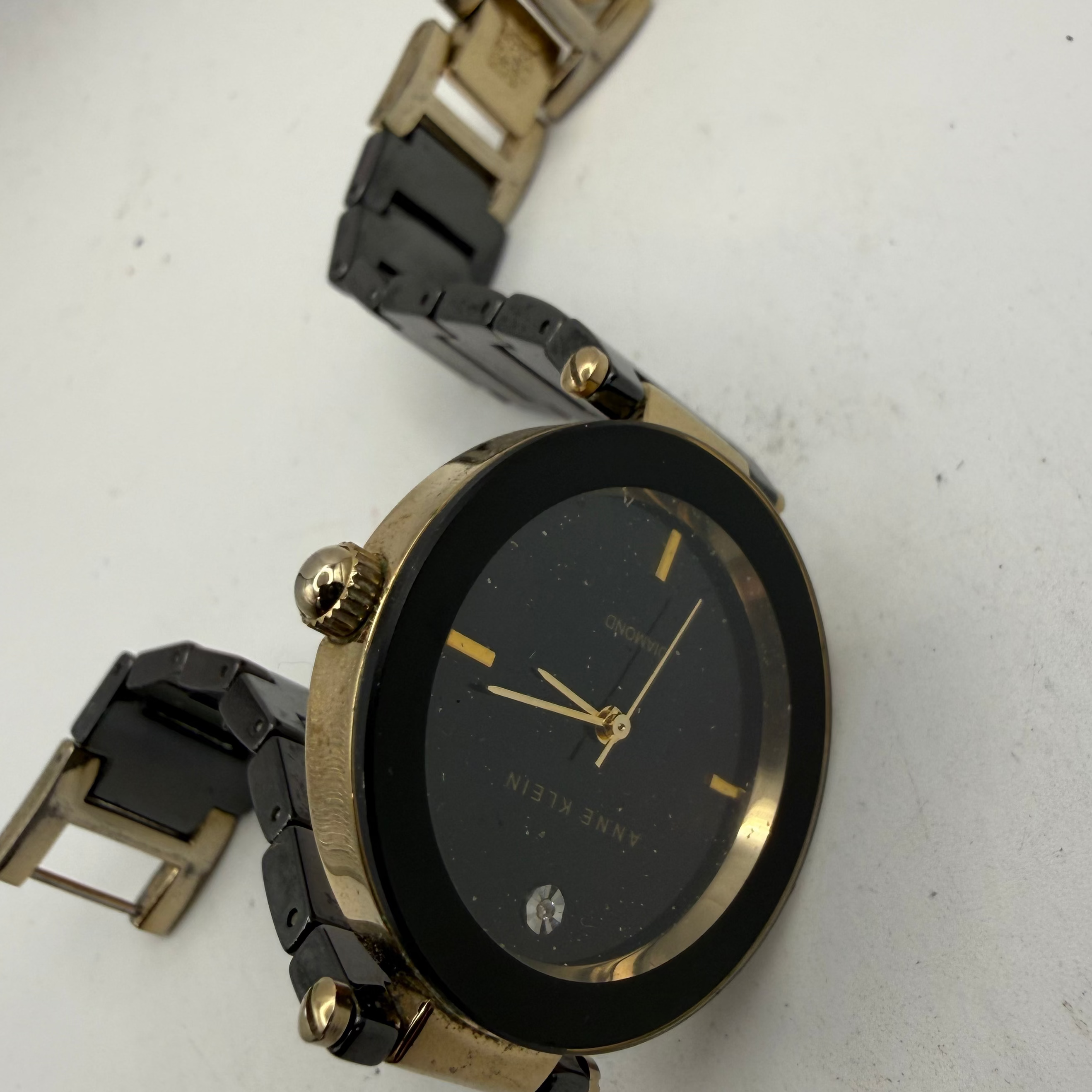 Anne Klein Diamond Ladies Two-Tone Bracelet Watch Black Dial 36mm (Fully Tested and Working)- £25.00