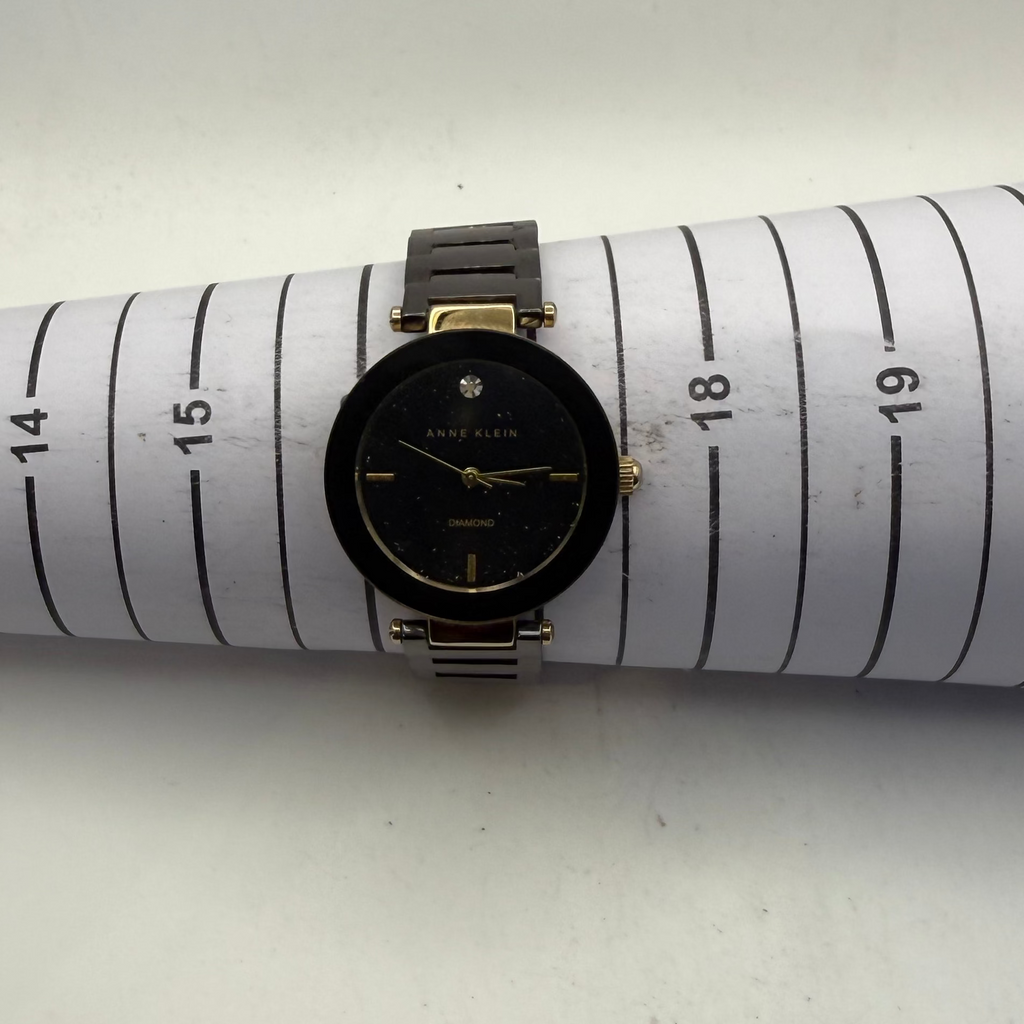 Anne Klein Diamond Ladies Two-Tone Bracelet Watch Black Dial 36mm (Fully Tested and Working)- £25.00