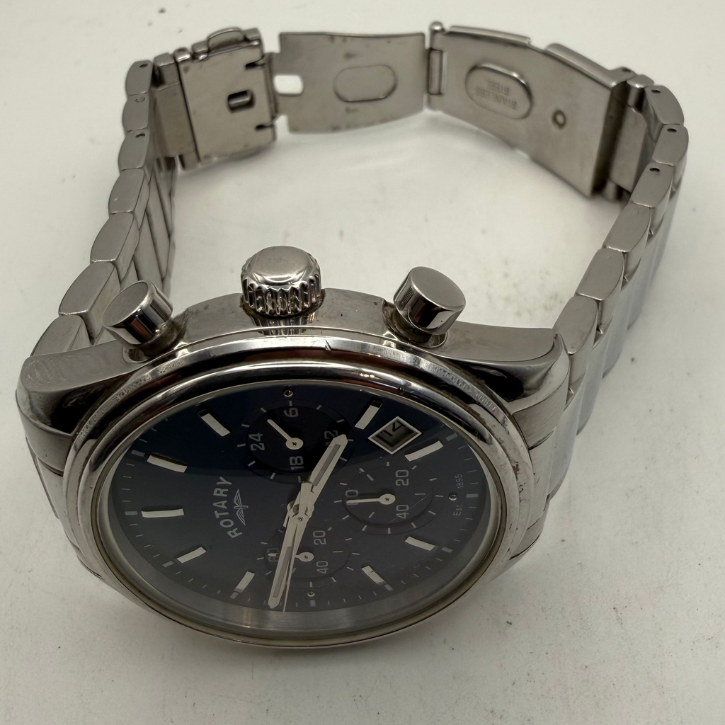 Rotary Mens Chronograph Blue Dial Stainless Steel Watch 43mm (Fully Tested and Working)- £45.00