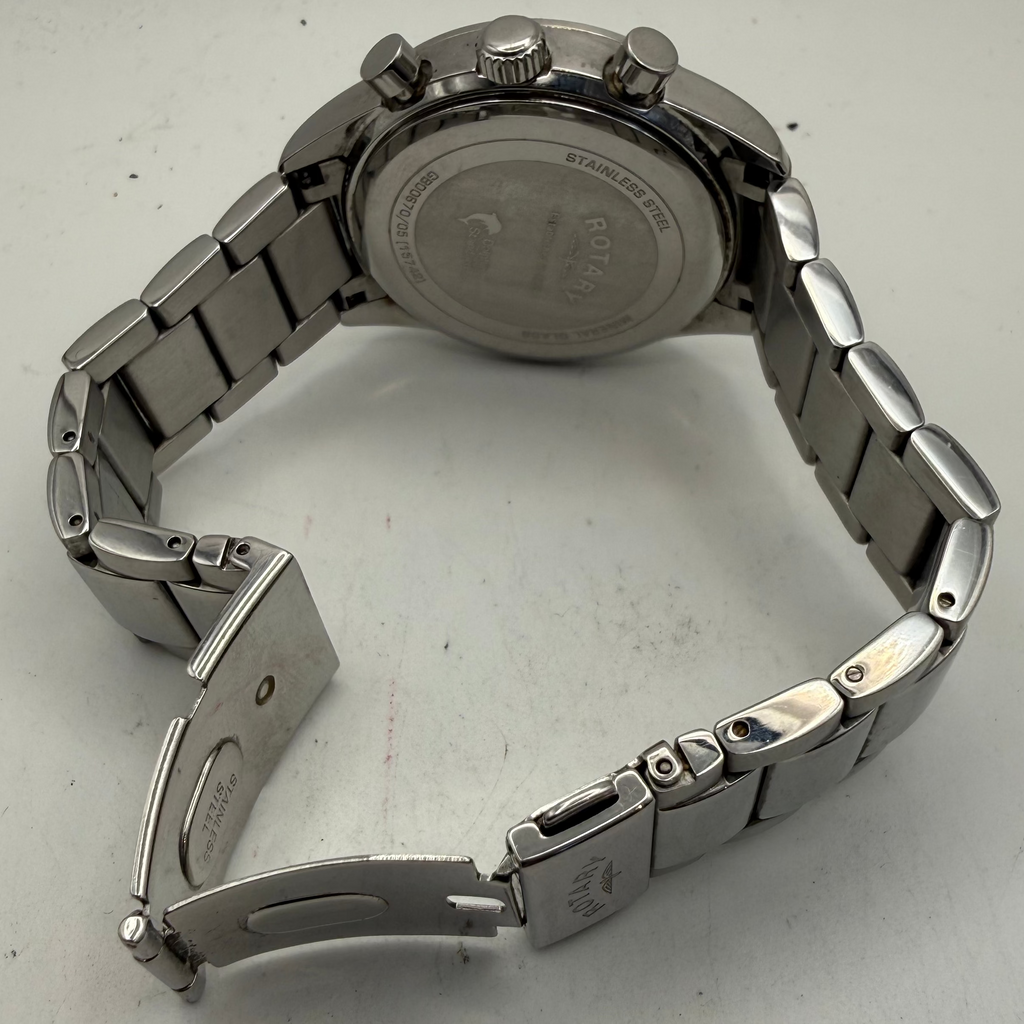 Rotary Mens Chronograph Blue Dial Stainless Steel Watch 43mm (Fully Tested and Working)- £45.00