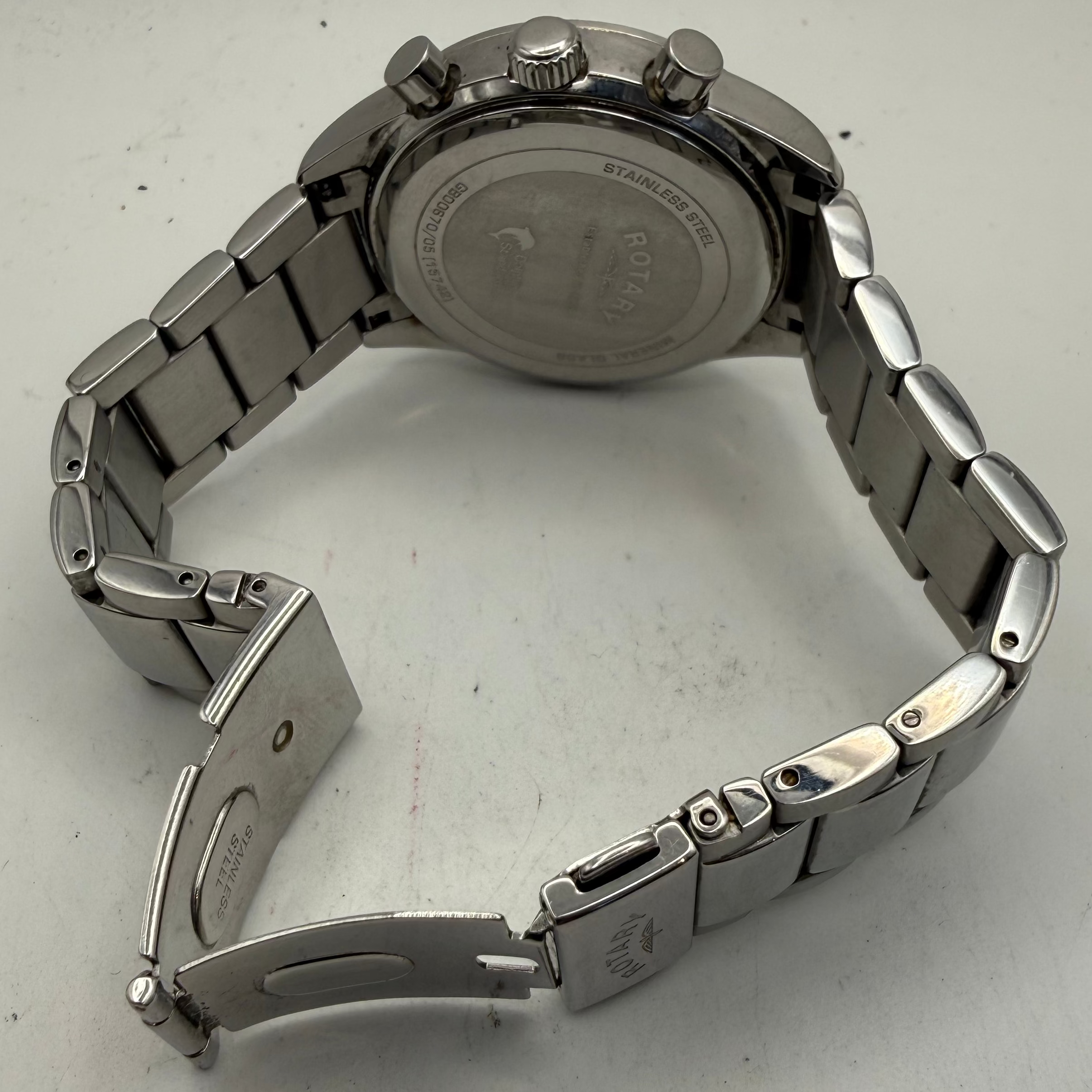 Rotary Mens Chronograph Blue Dial Stainless Steel Watch 43mm (Fully Tested and Working)- £45.00
