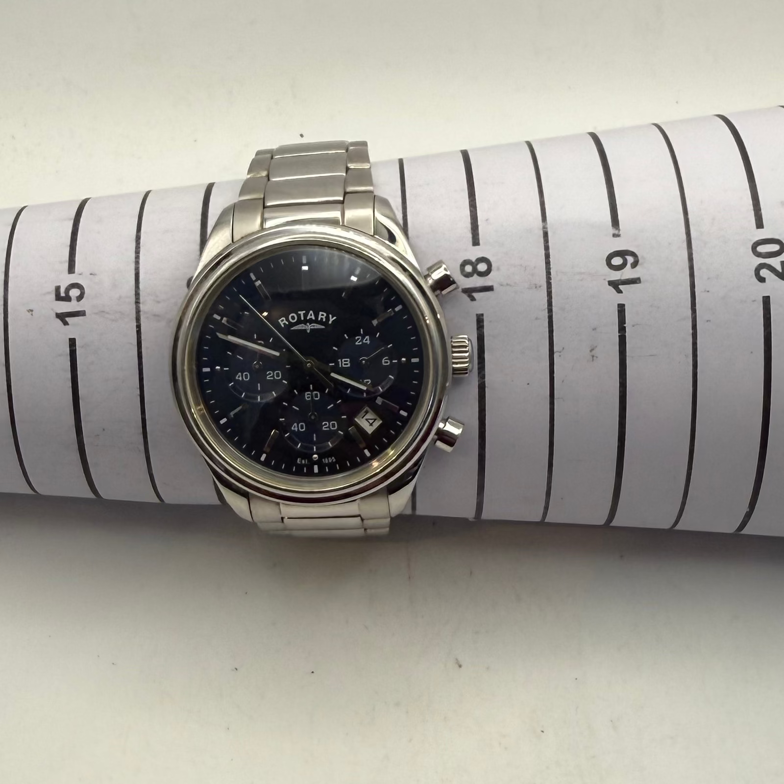 Rotary Mens Chronograph Blue Dial Stainless Steel Watch 43mm (Fully Tested and Working)- £45.00