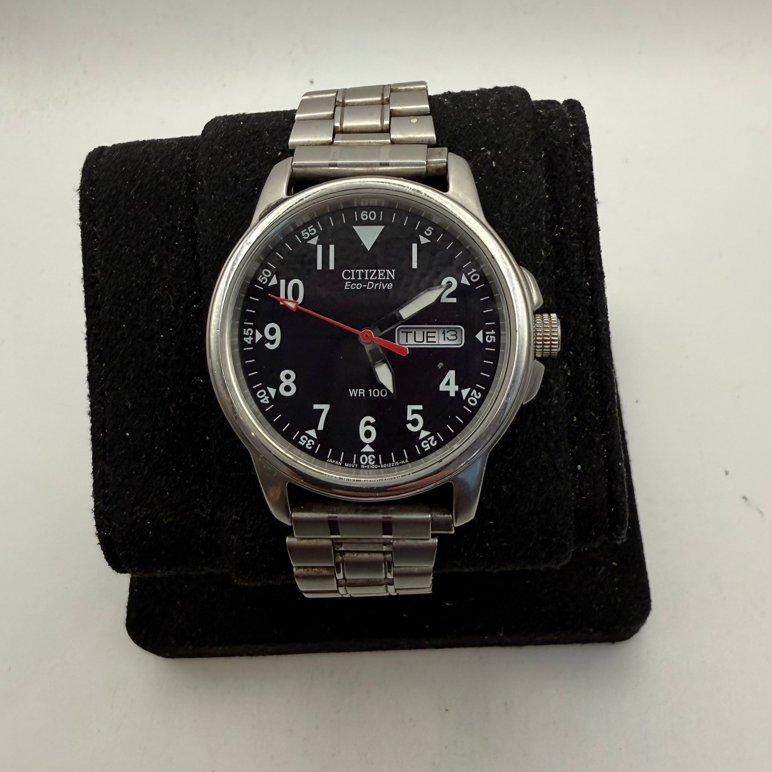 Citizen Eco-Drive WR100 Day/Date Black Dial Stainless Steel Watch (Fully Tested and Working- £55.00