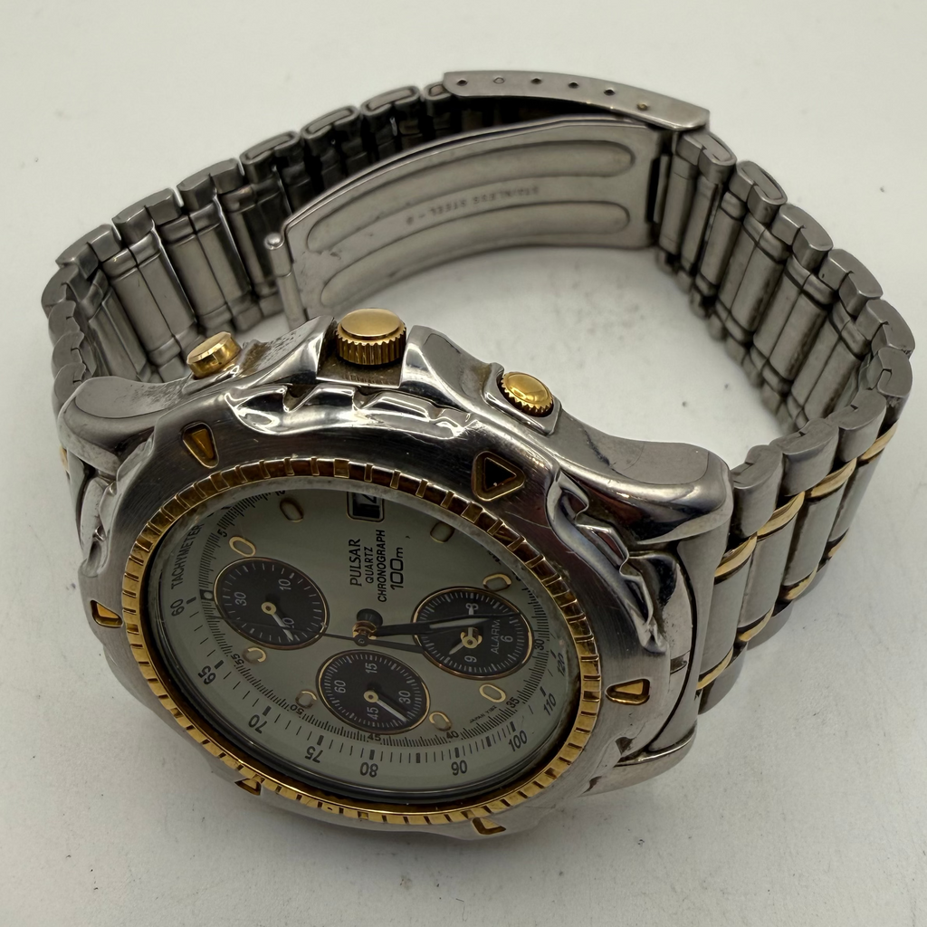 Pulsar Quartz Chronograph Alarm 100m Two-Tone Men's Watch (Fully Tested and Working)- £55.00