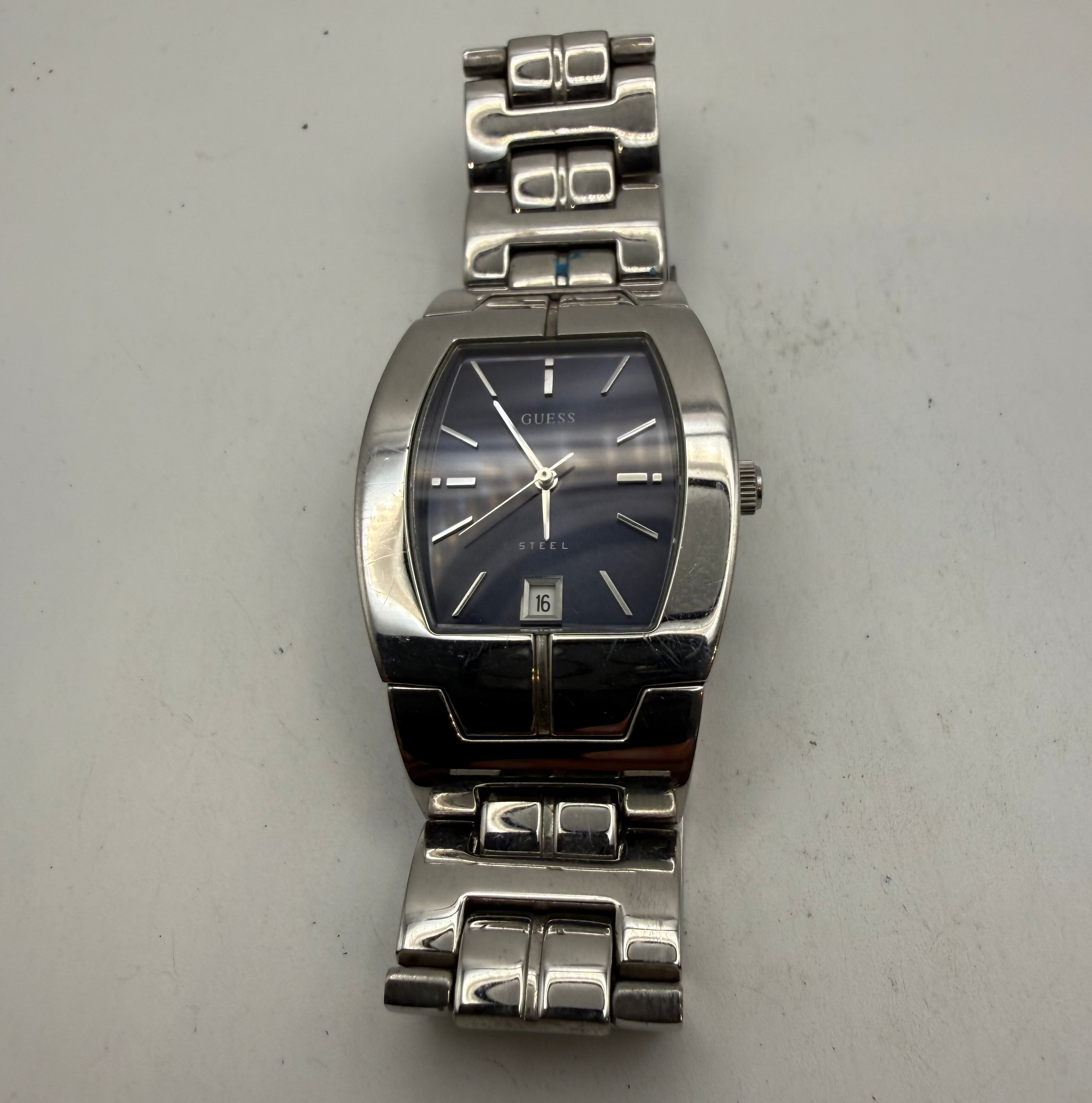 Guess Steel Blue Dial Date Quartz Men's Watch (Fully Tested and Working)- £35.00