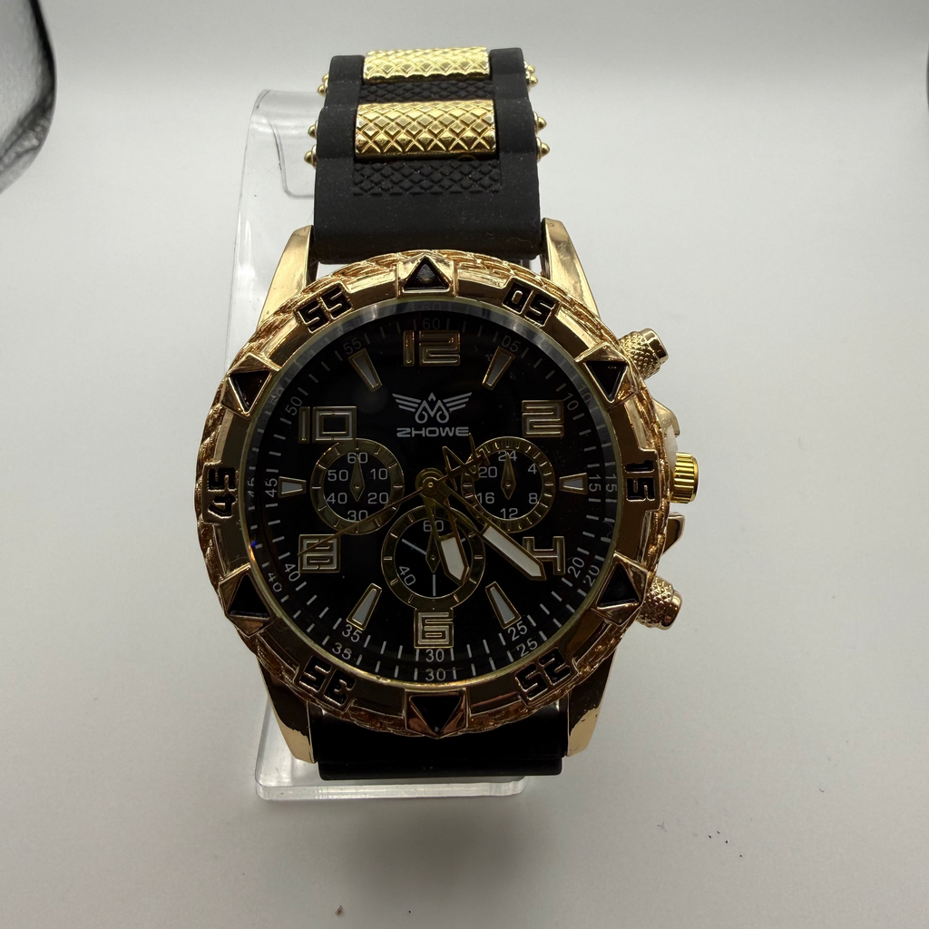 ZHOWE Black &amp; Gold Chronograph-Style Watch- £12.99