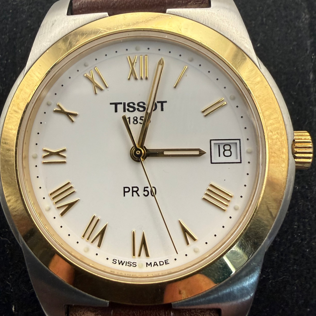 Tissot PR 50 Two-Tone White Dial Swiss Quartz Leather Strap Watch (Fully Tested and Working)- £120.00