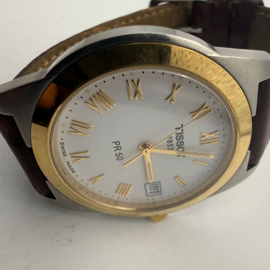 Tissot PR 50 Two-Tone White Dial Swiss Quartz Leather Strap Watch (Fully Tested and Working)- £120.00
