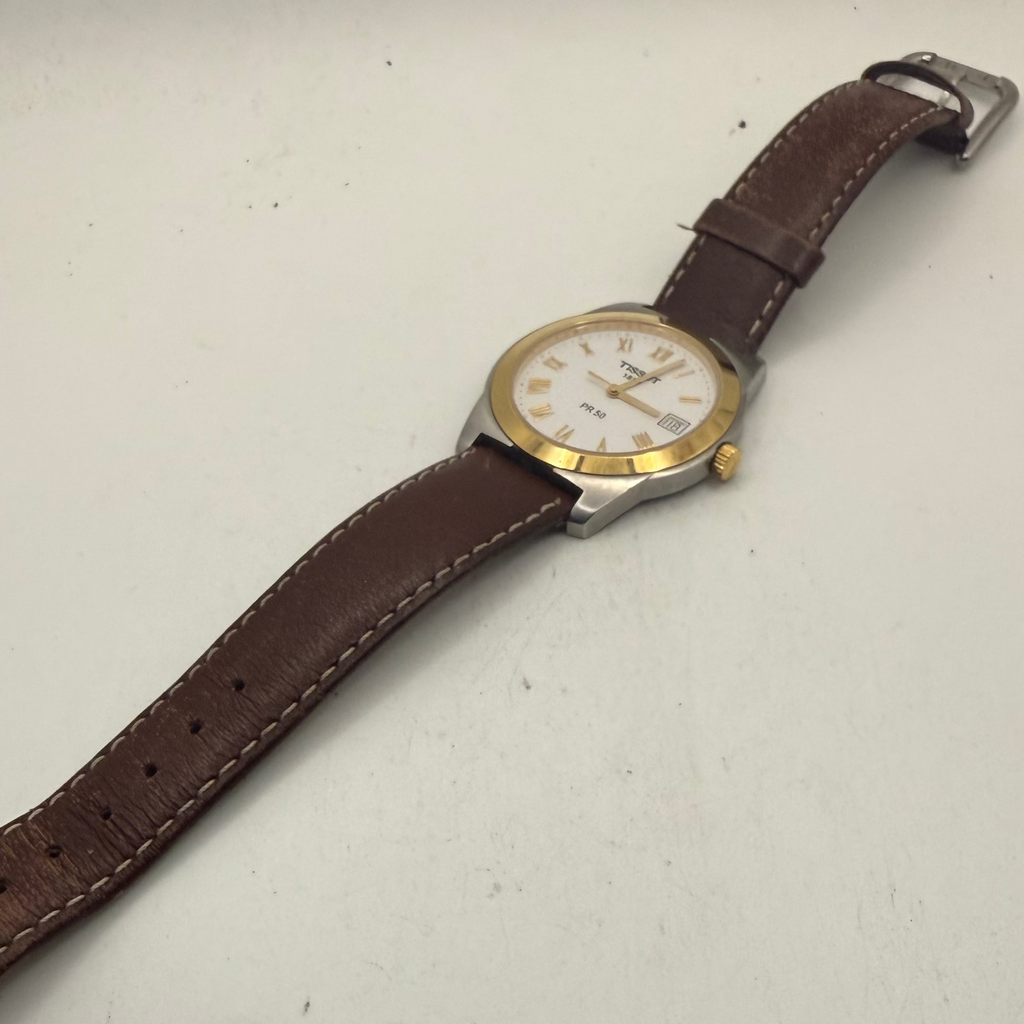 Tissot PR 50 Two-Tone White Dial Swiss Quartz Leather Strap Watch (Fully Tested and Working)- £120.00