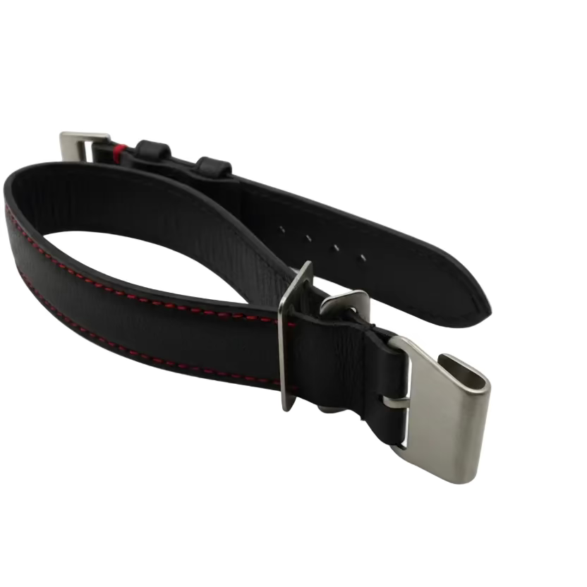 Strap 22mm Black Cloth Watch Strap – Red Centre Stripe- £6.99