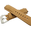 Strap Leather 20mm Tan Leather Watch Strap – White Stitching – Silver Buckle- £7.99