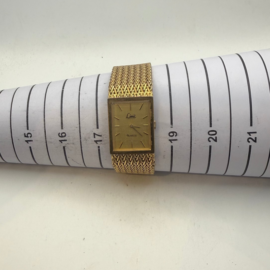 Limit International Gold Tone Rectangular Quartz Vintage Bracelet Watch (Fully Tested and Working)- £35.00