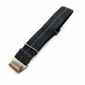 Strap 22mm Black Cloth Watch Strap with Blue Centre Strip- £6.99