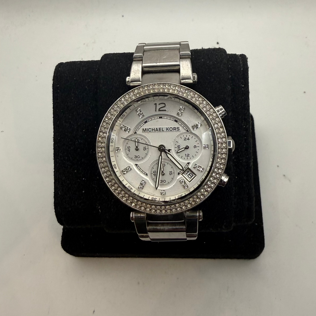 Michael Kors Parker Silver Chronograph Crystal Bezel Ladies Watch (Fully Tested and Working)- £35.00