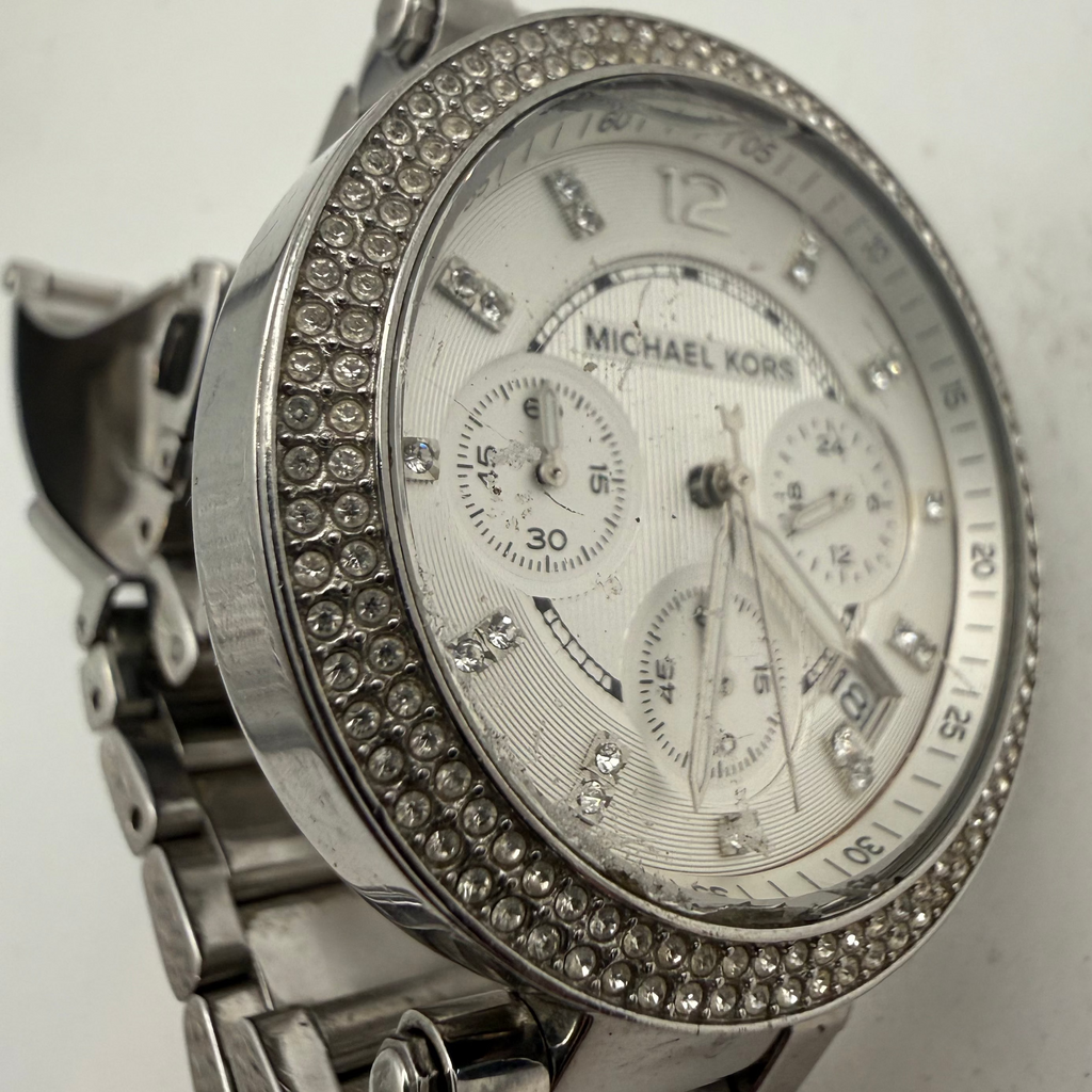 Michael Kors Parker Silver Chronograph Crystal Bezel Ladies Watch (Fully Tested and Working)- £35.00