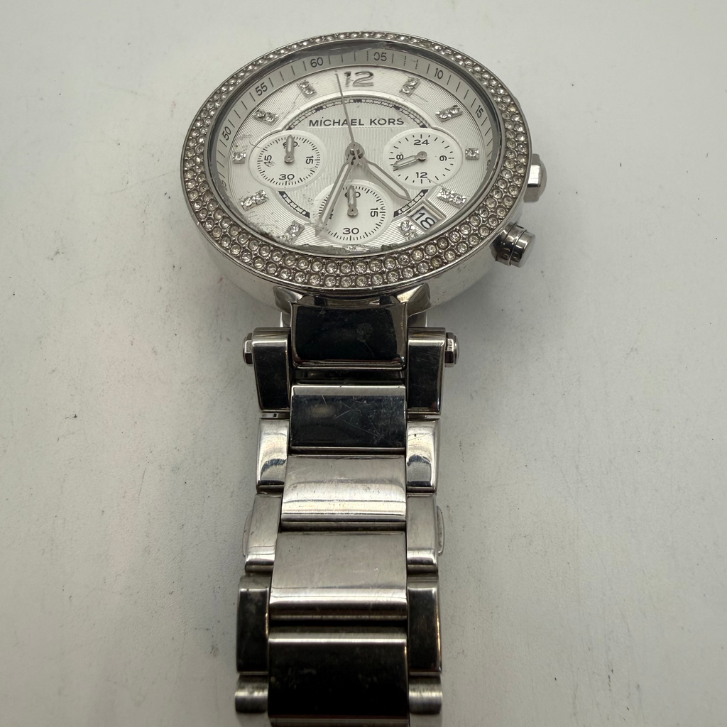 Michael Kors Parker Silver Chronograph Crystal Bezel Ladies Watch (Fully Tested and Working)- £35.00