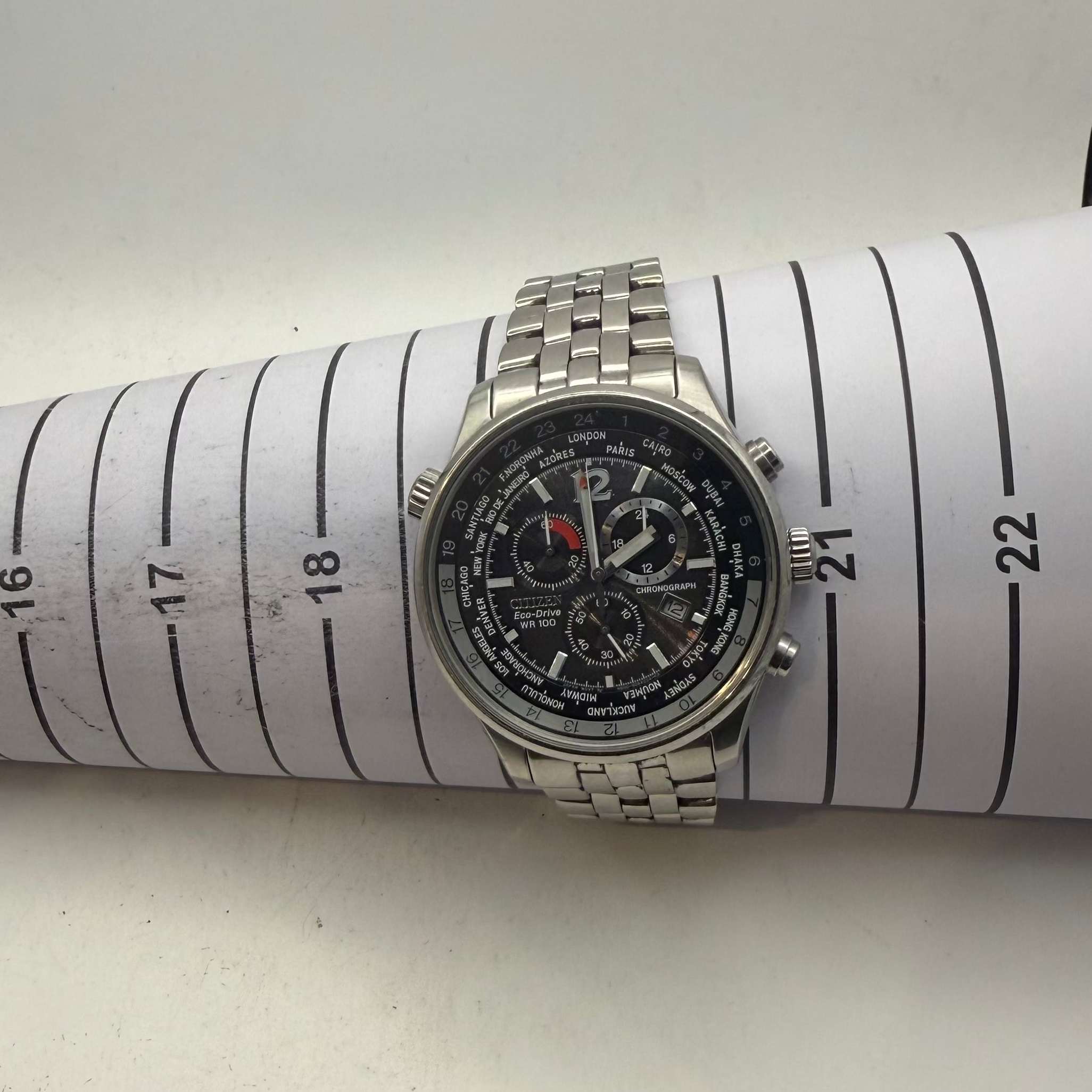 Citizen Eco-Drive World Time Chronograph Men's Watch WR100 (Fully Tested and Working)- £150.00