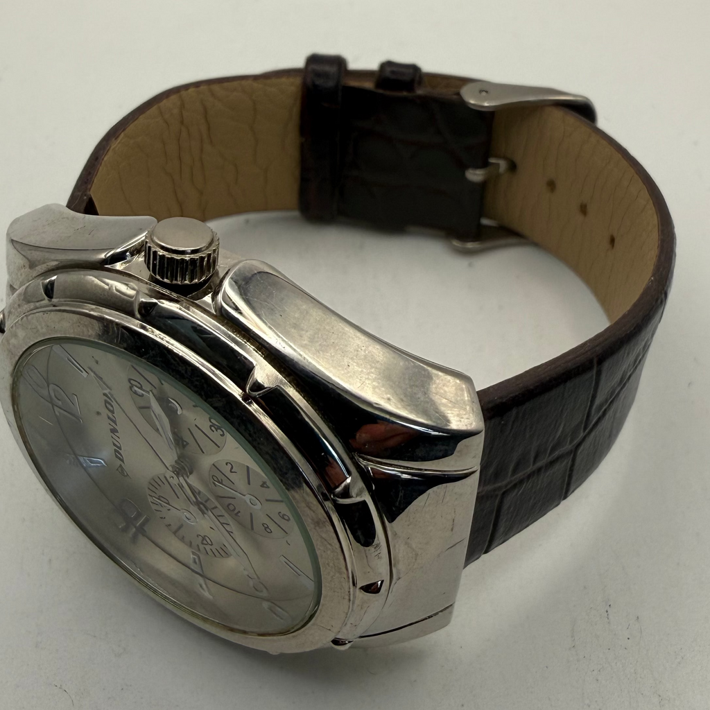 Dunlop Multi-Function Silver Dial Men's Watch Brown Leather Strap (Fully Tested and Working)- £10.00