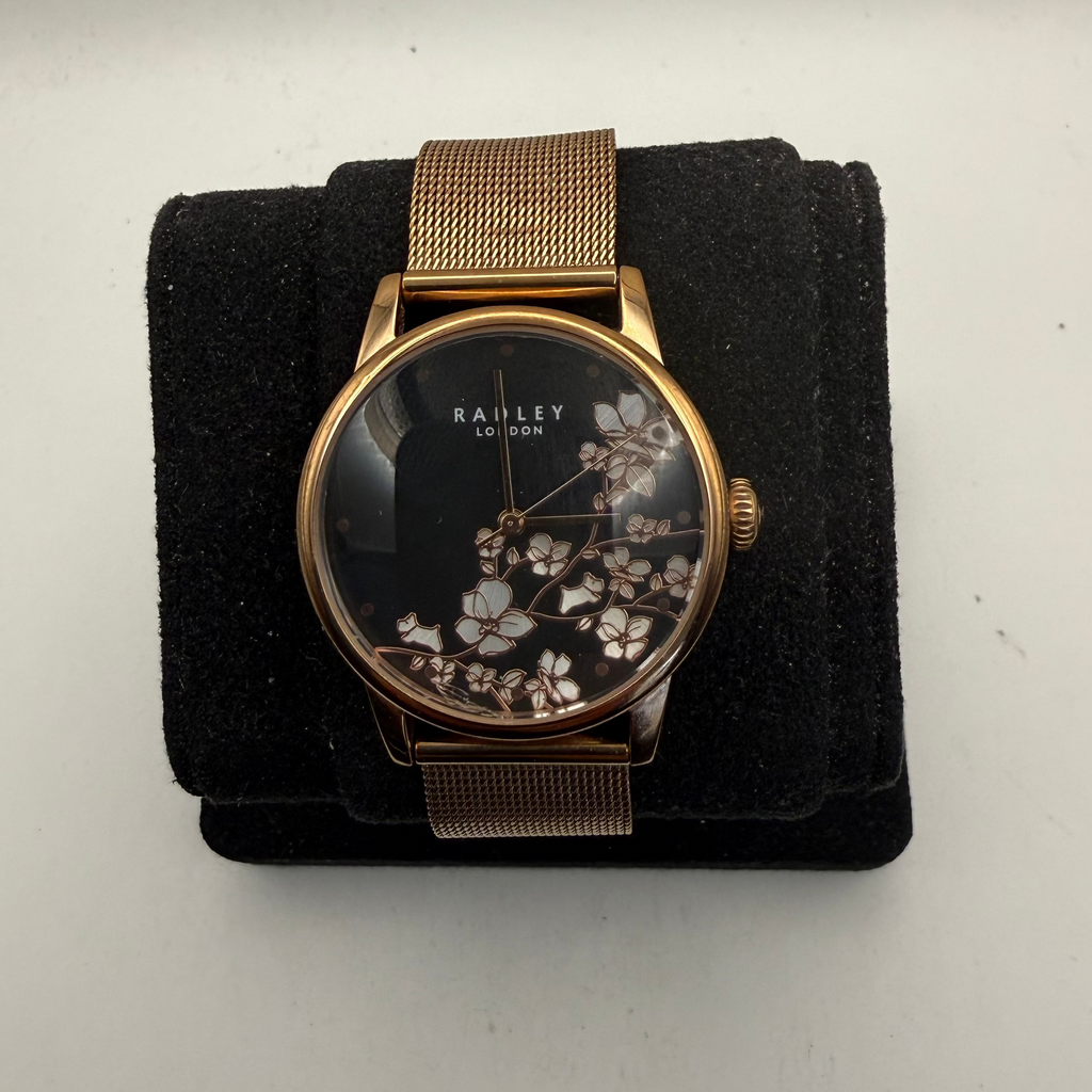 Radley London Rose Gold Floral Black Dial Ladies Watch RY4346-87 (Fully Tested and Working)- £25.00