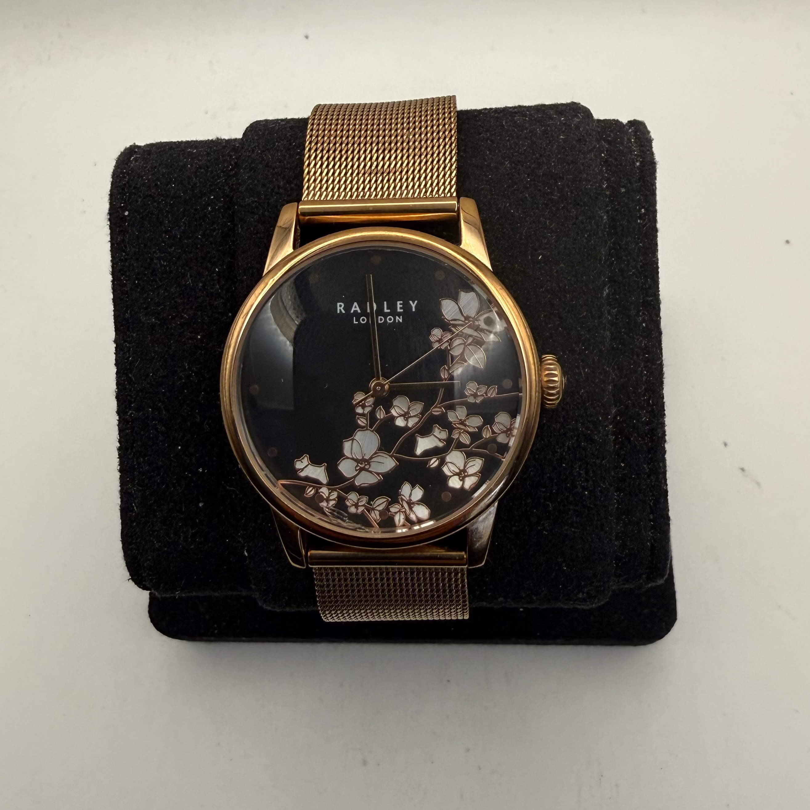 Radley London Rose Gold Floral Black Dial Ladies Watch RY4346-87 (Fully Tested and Working)- £25.00