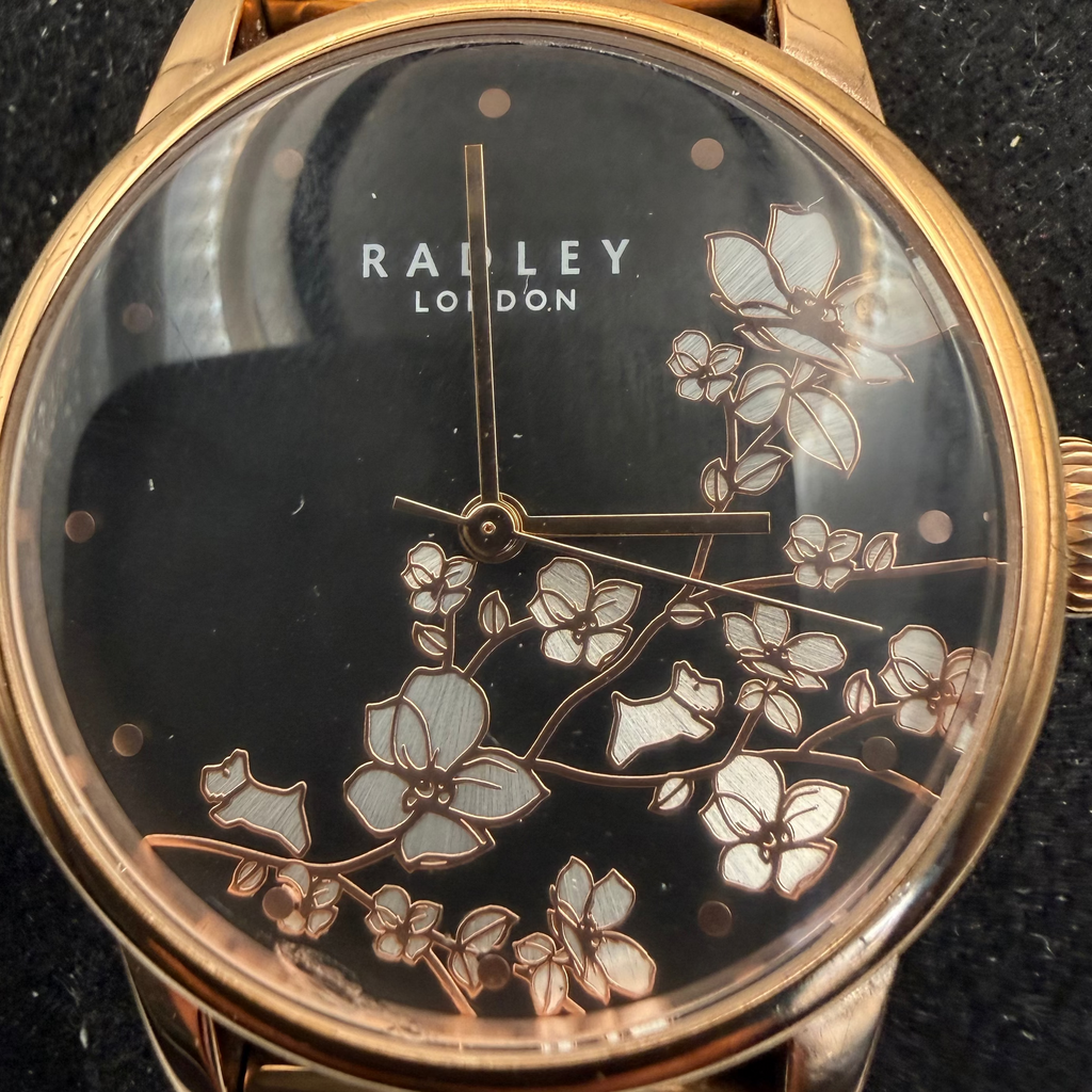 Radley London Rose Gold Floral Black Dial Ladies Watch RY4346-87 (Fully Tested and Working)- £25.00