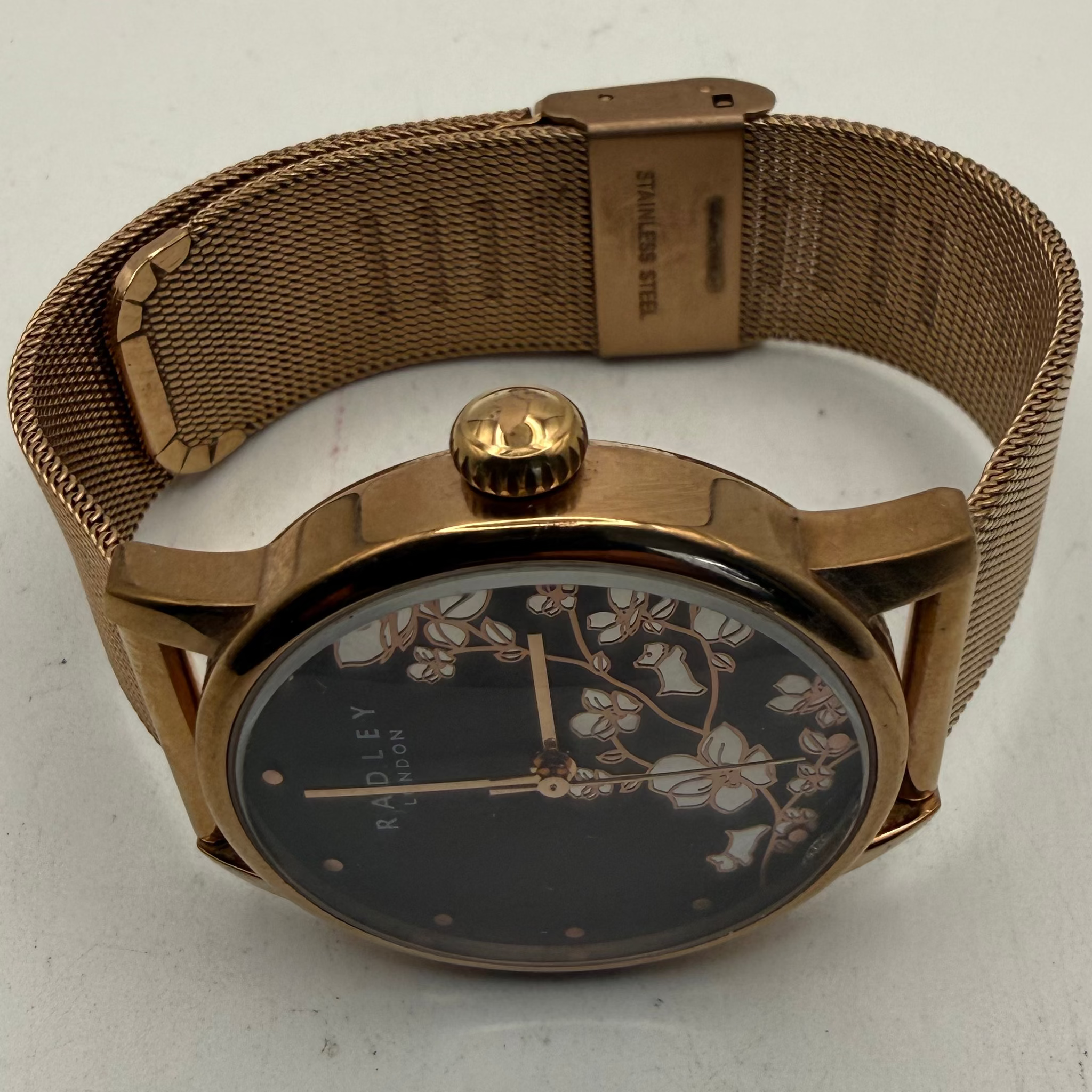 Radley London Rose Gold Floral Black Dial Ladies Watch RY4346-87 (Fully Tested and Working)- £25.00