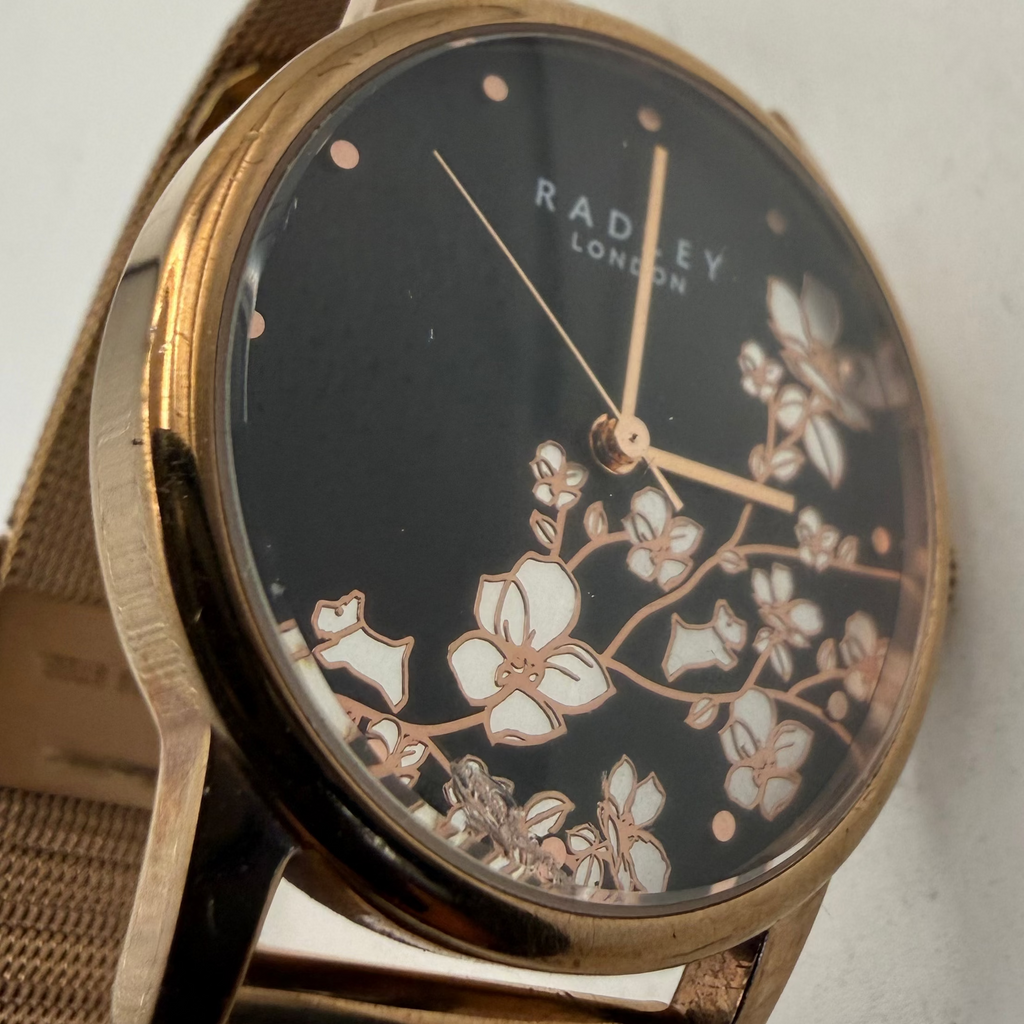 Radley London Rose Gold Floral Black Dial Ladies Watch RY4346-87 (Fully Tested and Working)- £25.00