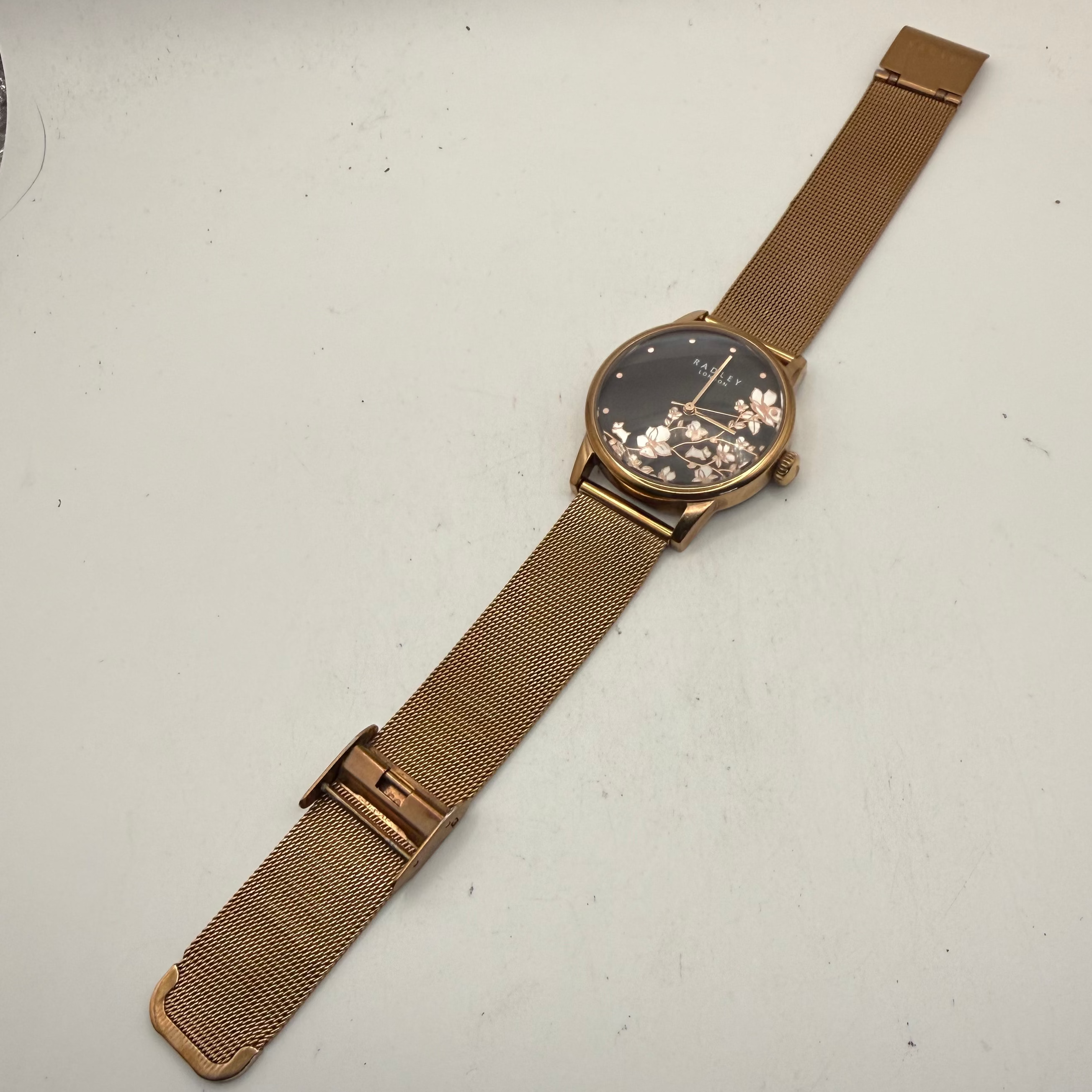 Radley London Rose Gold Floral Black Dial Ladies Watch RY4346-87 (Fully Tested and Working)- £25.00