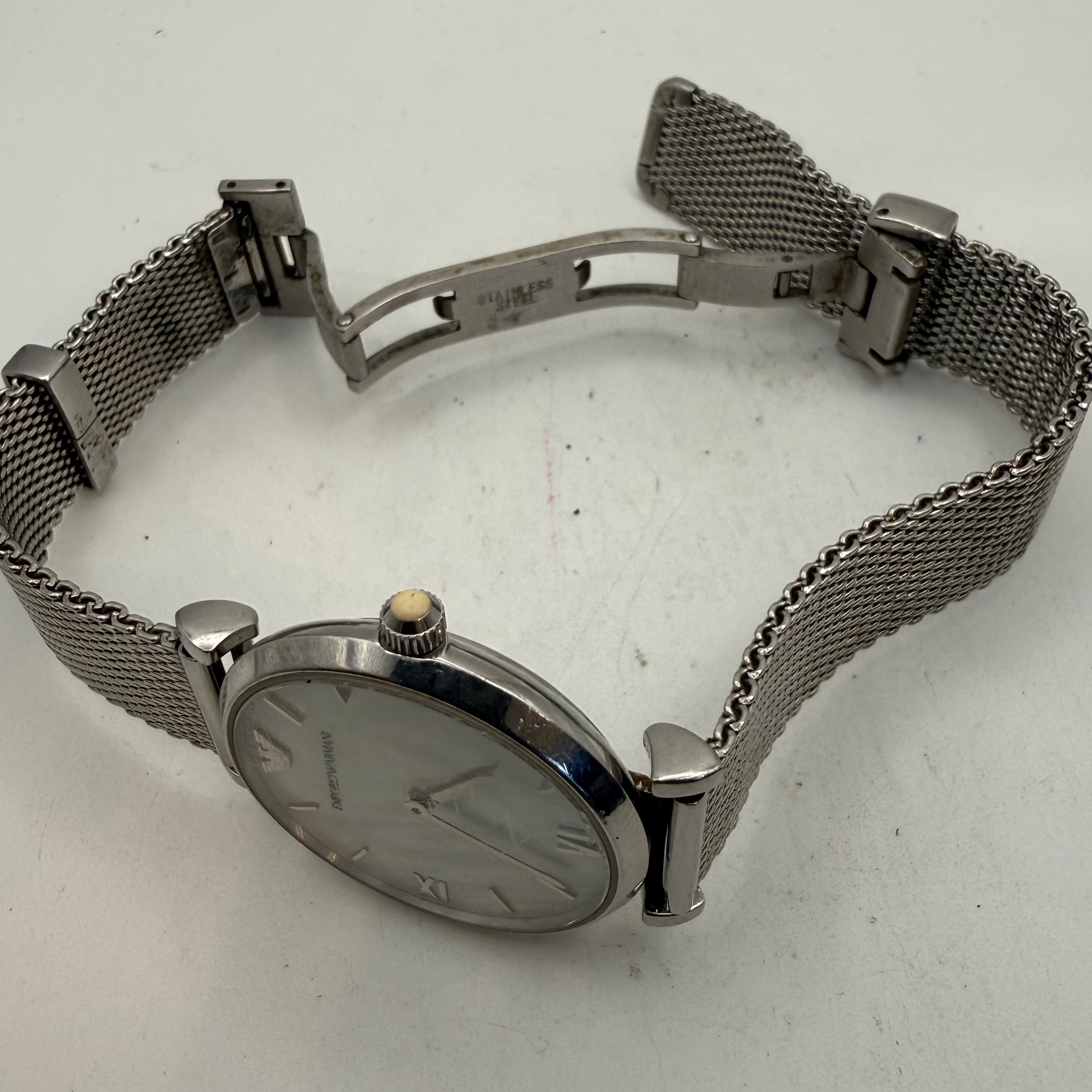 Emporio Armani AR1955 Ladies Mother of Pearl Dial Mesh Bracelet Watch (Fully Tested and Working- £40.00