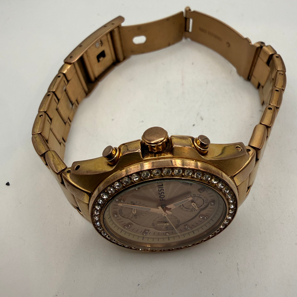 Fossil Rose Gold Chronograph Crystal Bezel Ladies Watch ES3837 (Fully Tested and Working)- £40.00