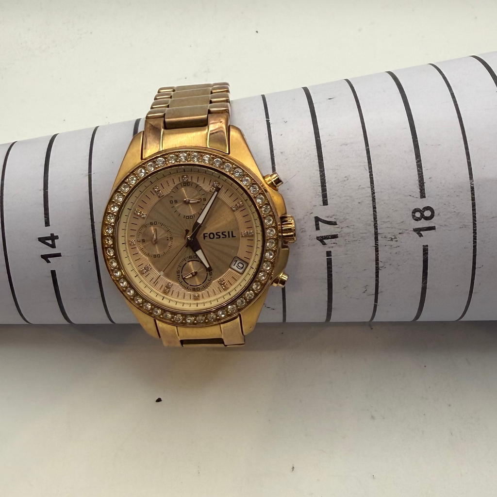 Fossil Rose Gold Chronograph Crystal Bezel Ladies Watch ES3837 (Fully Tested and Working)- £40.00