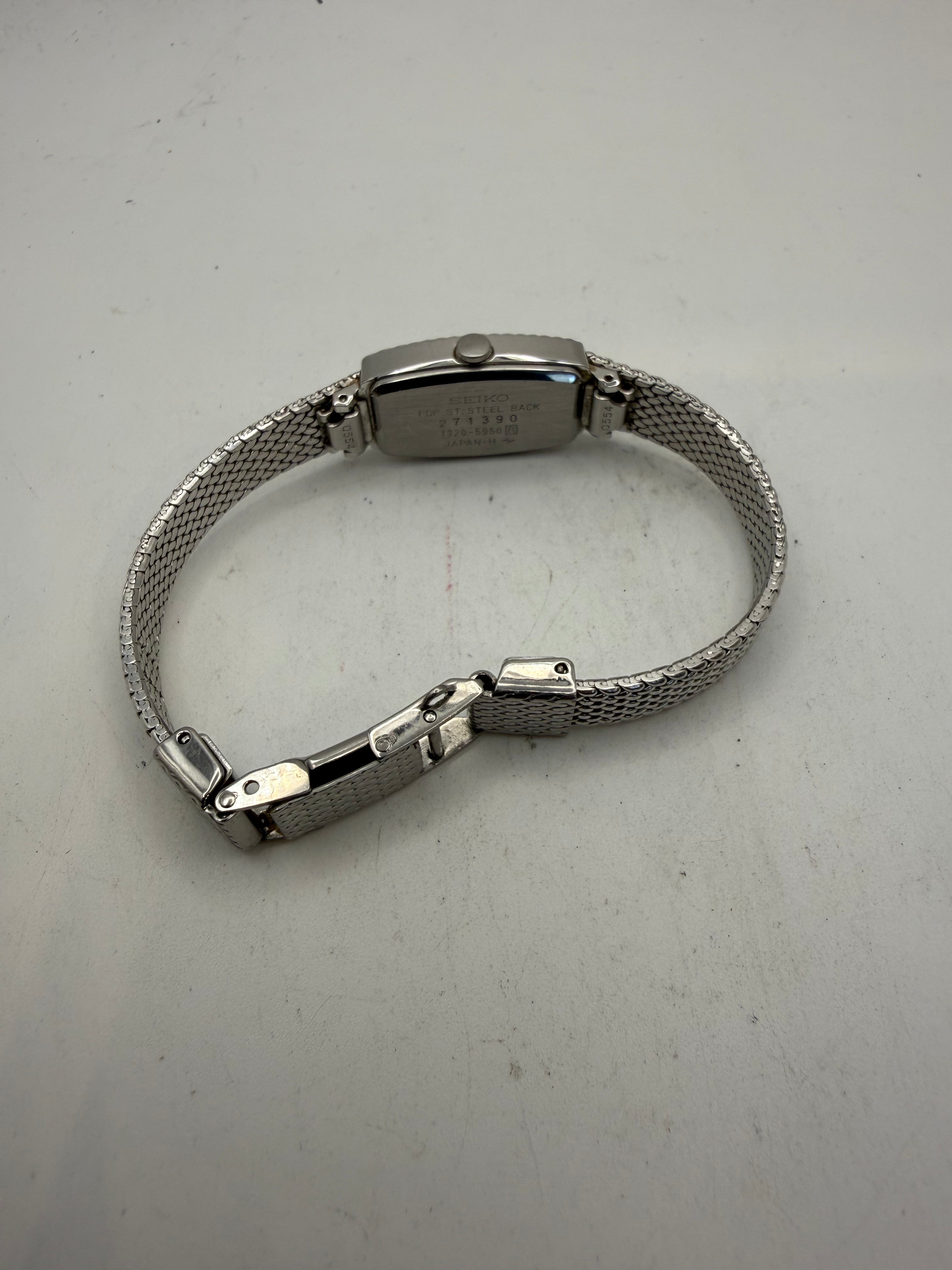 Seiko Quartz Ladies Dress Watch Silver Dial Mesh Bracelet 271390 (Fully Tested and Working)- £40.00