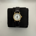 Ladies Gold Tone Quartz White Dial Black Leather Strap Watch (Fully Tested and Working)- £10.00