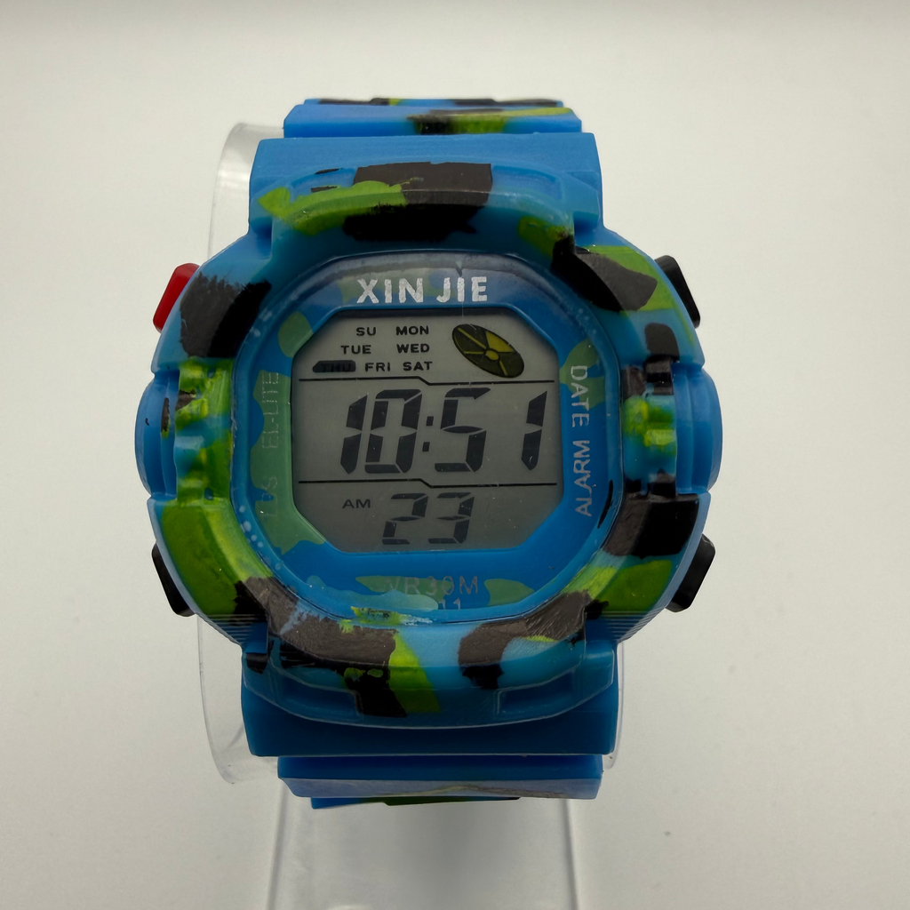 Xin Jie Kids Digital Camo Sports Watch – Blue Camouflage- £4.99