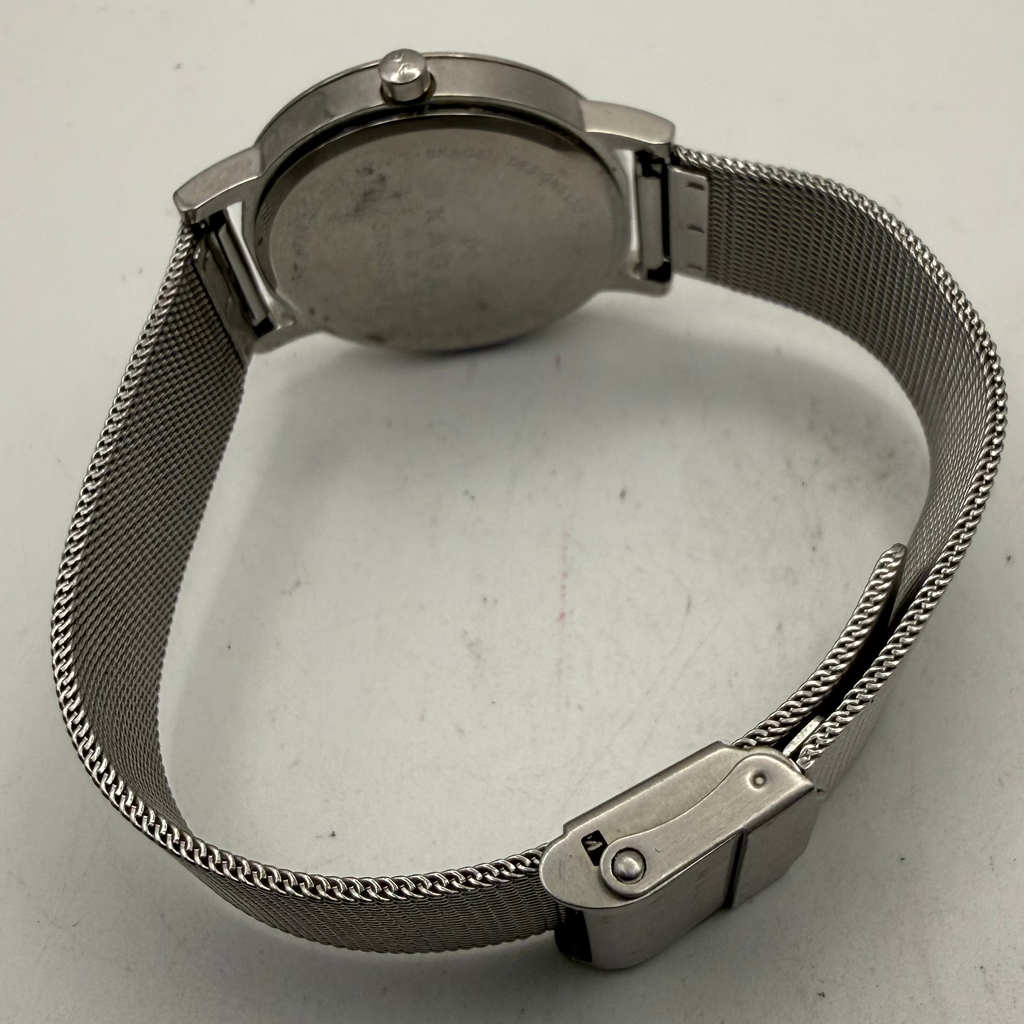 Skagen Denmark Black Dial Crystal Date Stainless Steel Mesh Watch (Fully Tested and Working- £35.00