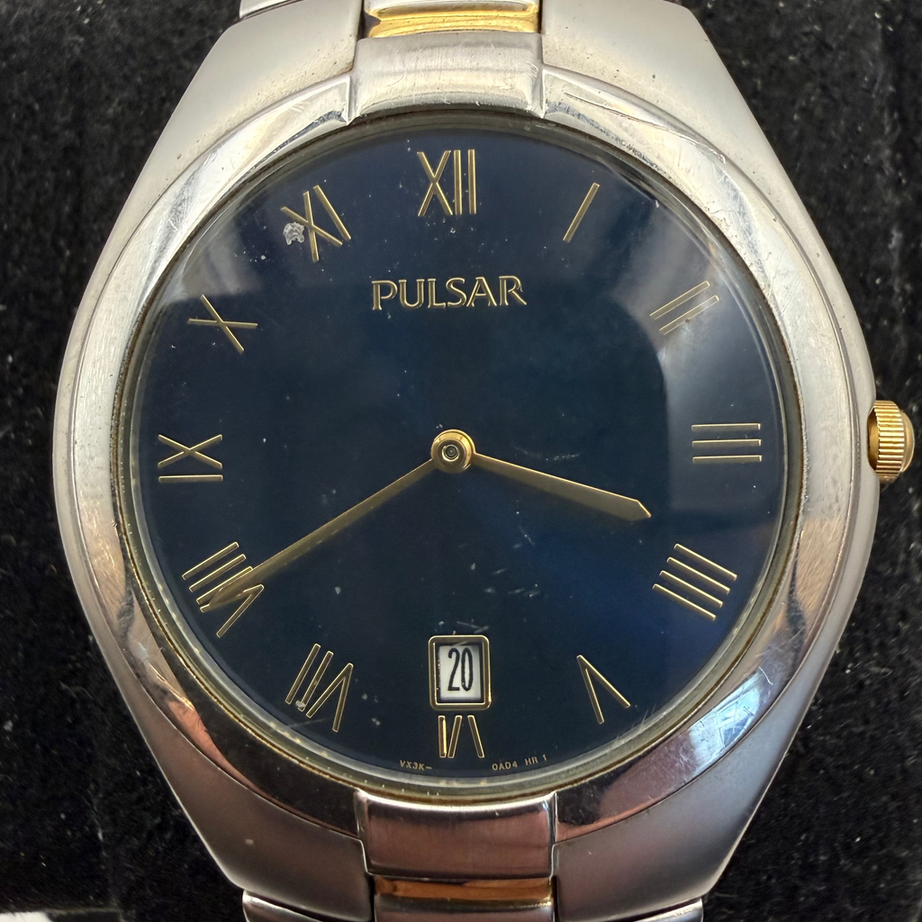 Pulsar VX3K-0AR0 Two-Tone Blue Dial Date Quartz Men's Watch (Fully Tested and Working)- £35.00