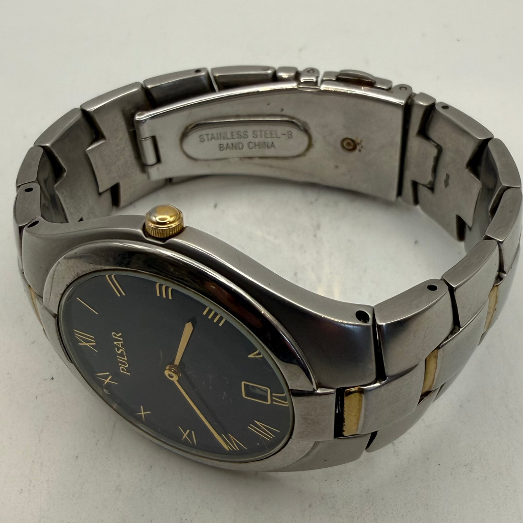 Pulsar VX3K-0AR0 Two-Tone Blue Dial Date Quartz Men's Watch (Fully Tested and Working)- £35.00