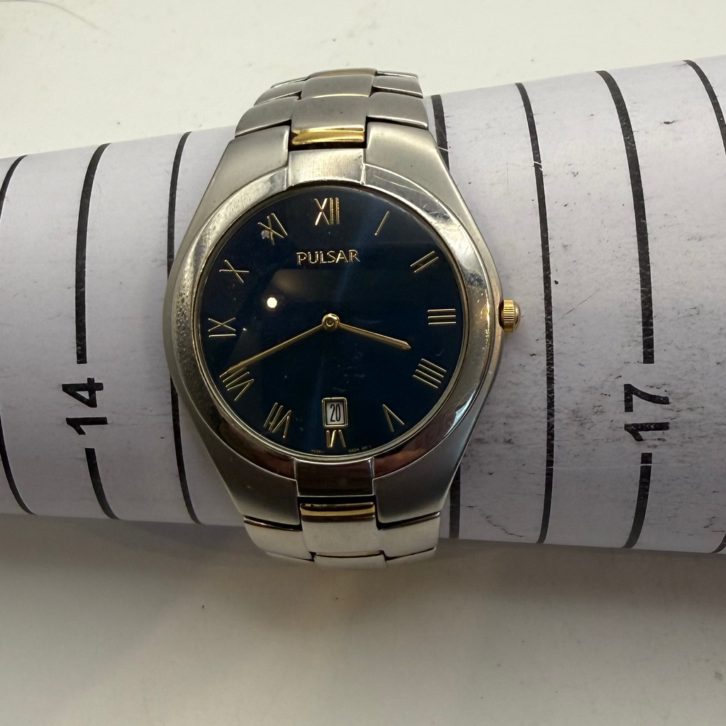 Pulsar VX3K-0AR0 Two-Tone Blue Dial Date Quartz Men's Watch (Fully Tested and Working)- £35.00