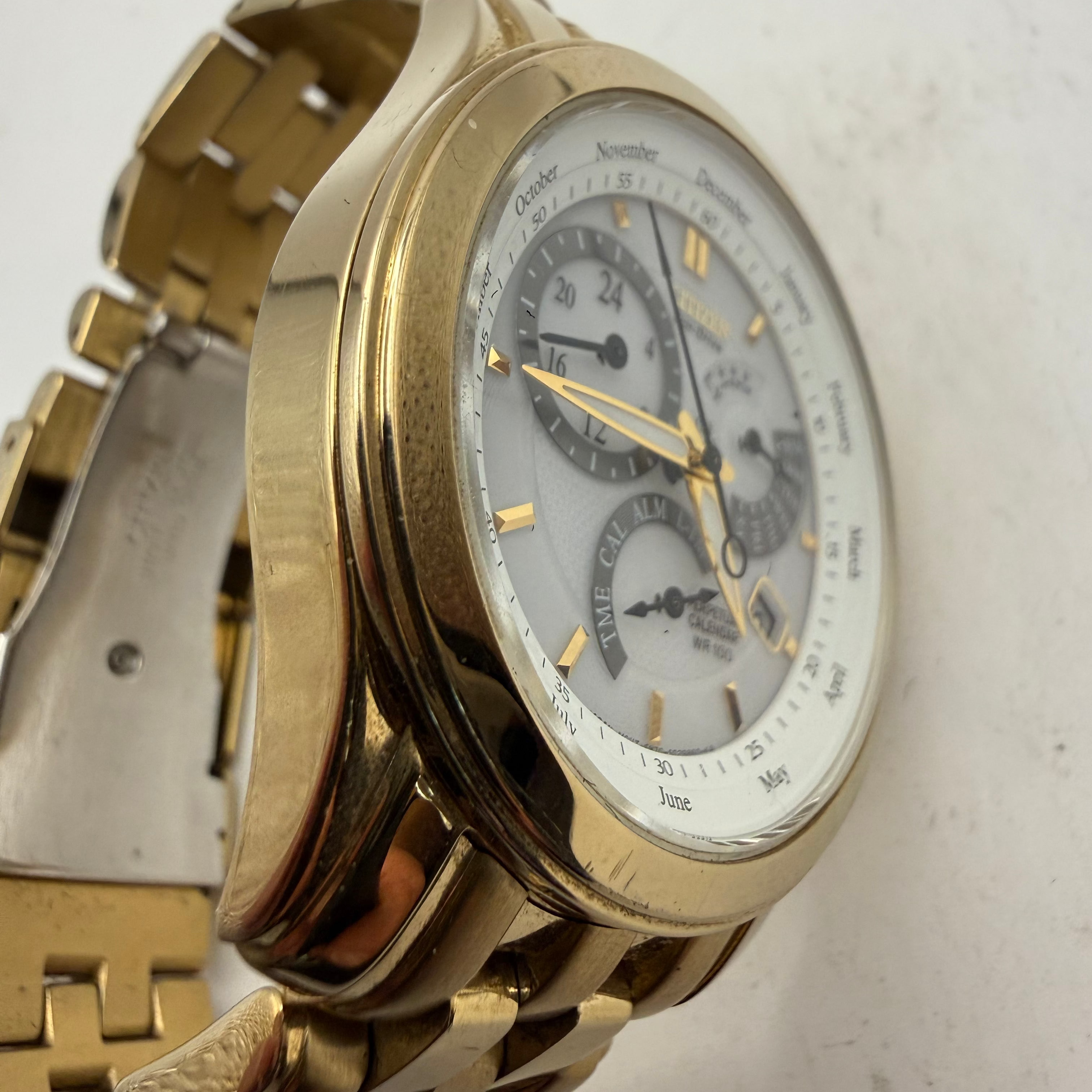 Citizen Eco-Drive Perpetual Calendar Gold Tone Men's Watch E870 (Fully Tested and Working)- £150.00