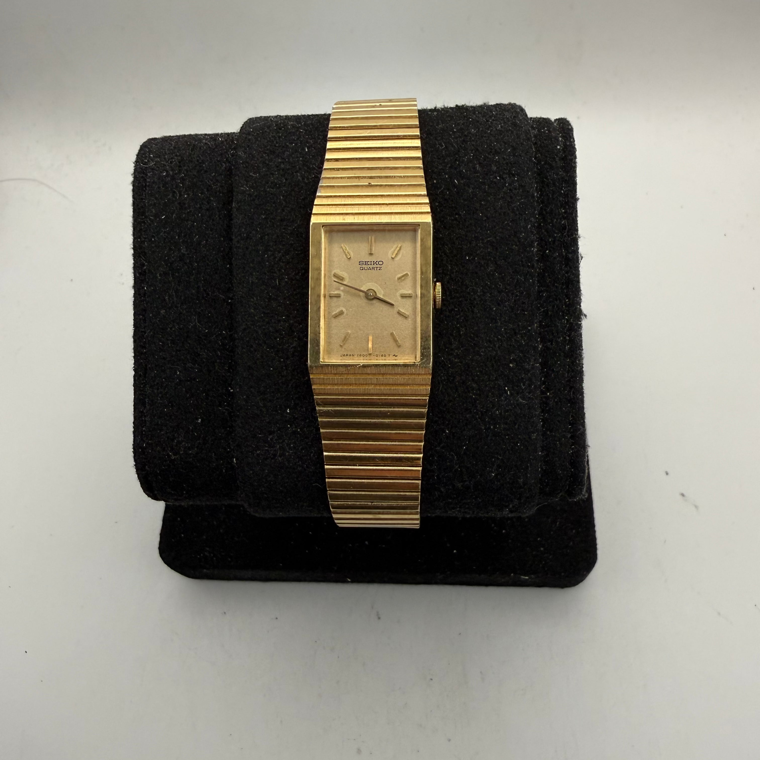 Vintage Seiko Quartz Gold-Tone Rectangular Watch 1400-5070 (Fully Tested and Working)- £45.00