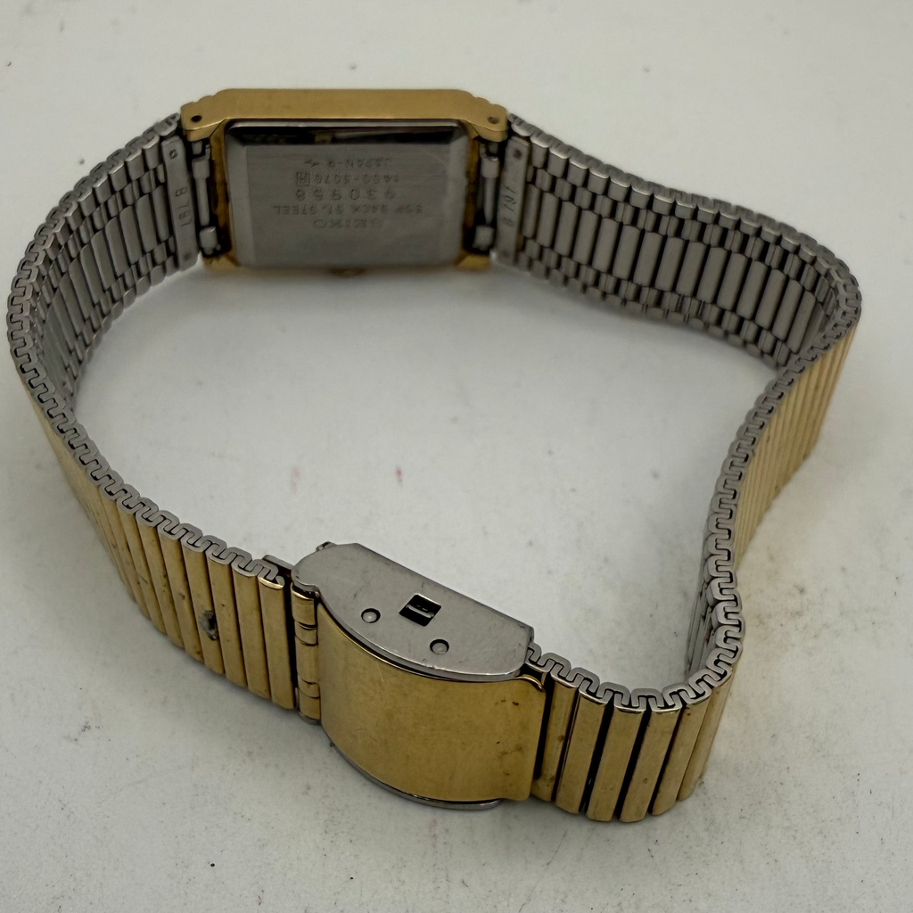 Vintage Seiko Quartz Gold-Tone Rectangular Watch 1400-5070 (Fully Tested and Working)- £45.00