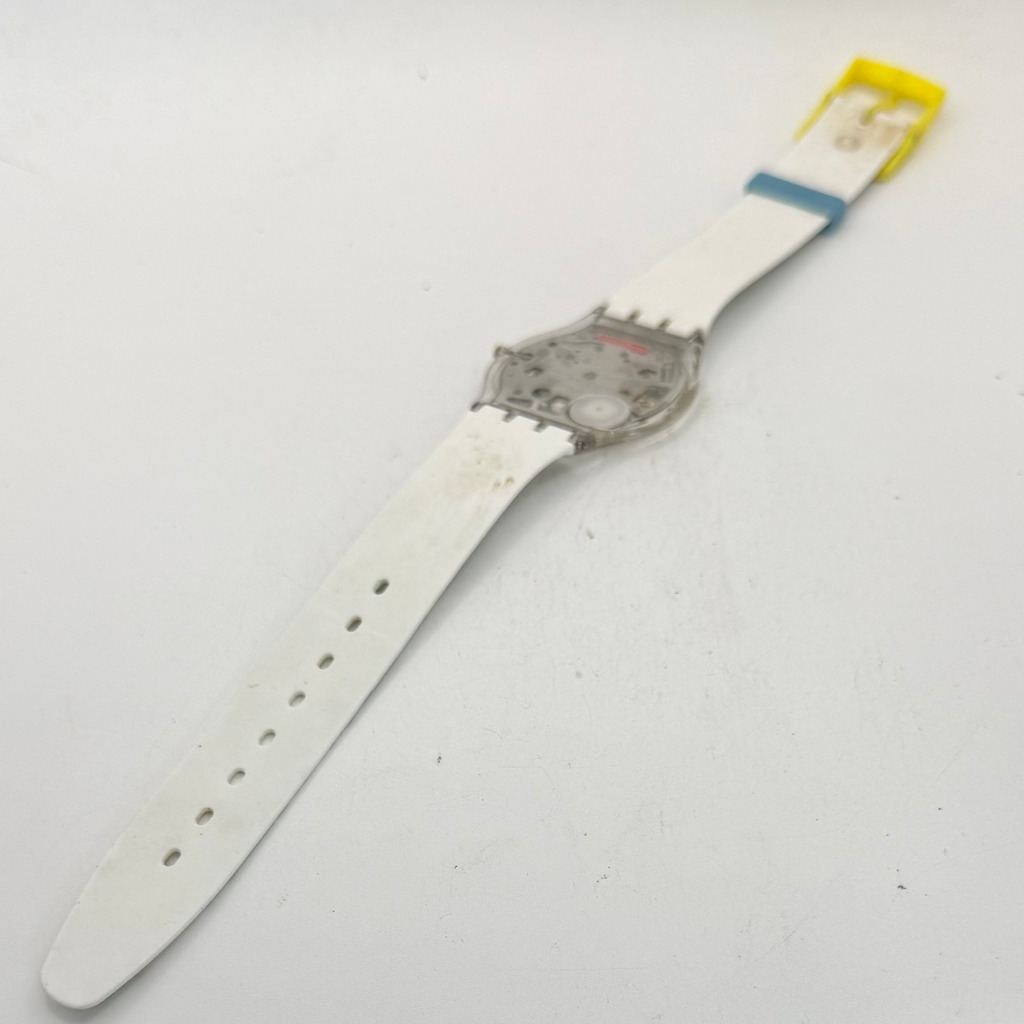 Swatch Ladies Silver Dial Patterned Silicone Strap Quartz Watch AG 2008 (Fully Tested and Working)- £35.00
